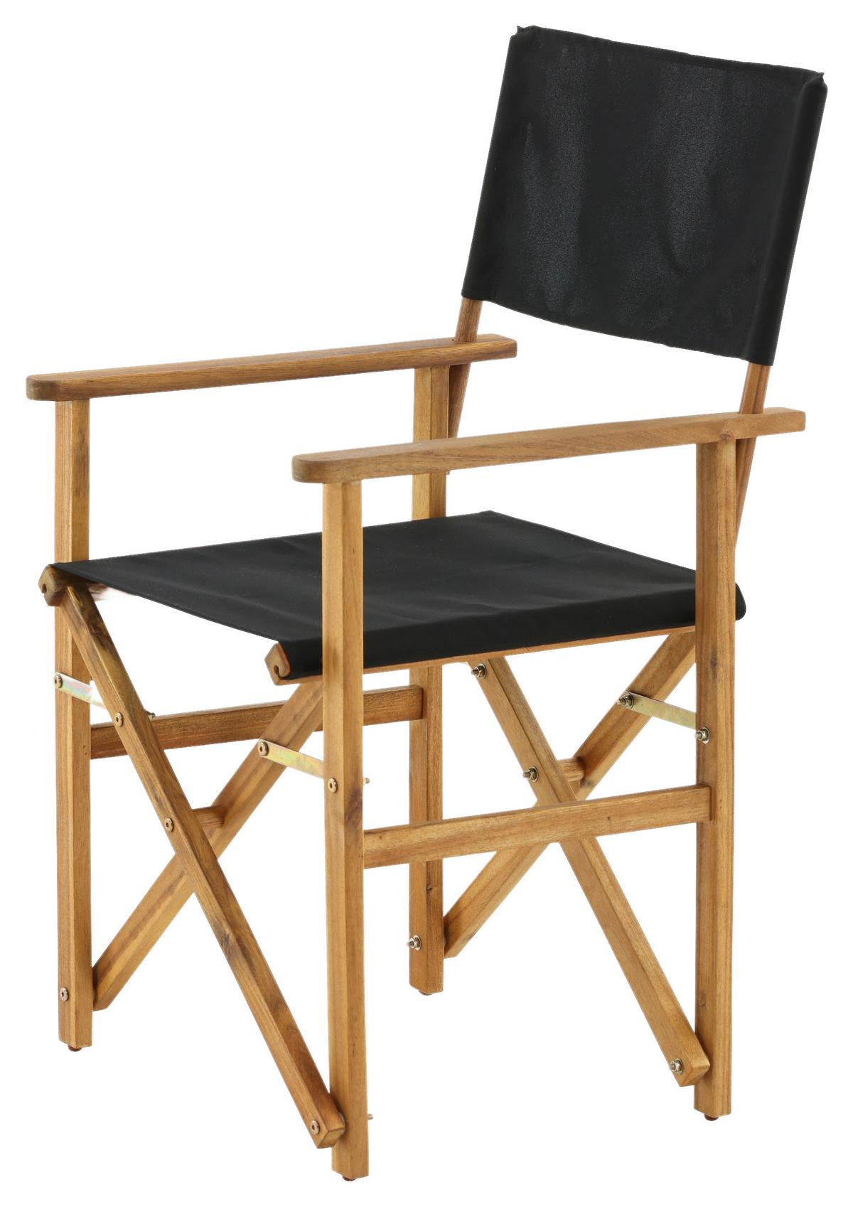 Klappstuhl Marion ca. 53x90x55 cm Akazie/Schwarz - Schwarz/Akaziefarben, KONVENTIONELL, Holz/Textil (53/90/55cm) - Gardenson