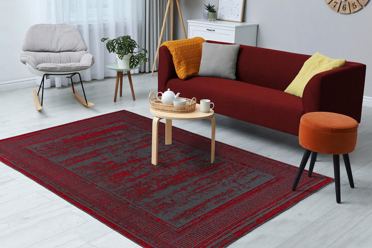 Flachwebeteppich Kalevi 300 - Rot, Konventionell, Textil (120/170cm) - Kayoom