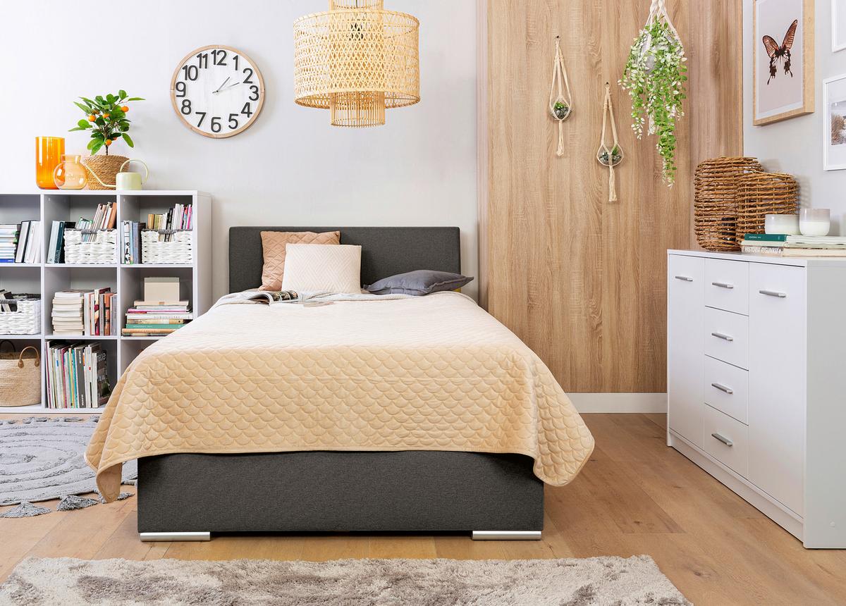 Tapecirani Krevet Cosi - boje kroma/antracit, Konvencionalno, drvo/metal (120/200cm)