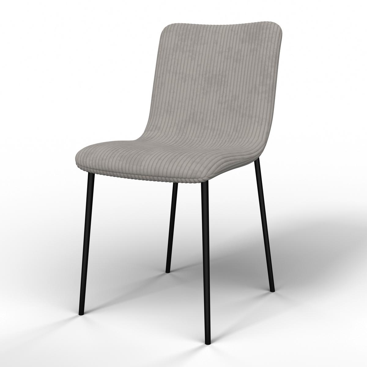 Stuhl Amy Hellgrau Cord Gepolstert - Hellgrau/Schwarz, MODERN, Holz/Textil (45/85/55cm) - Bessagi Home