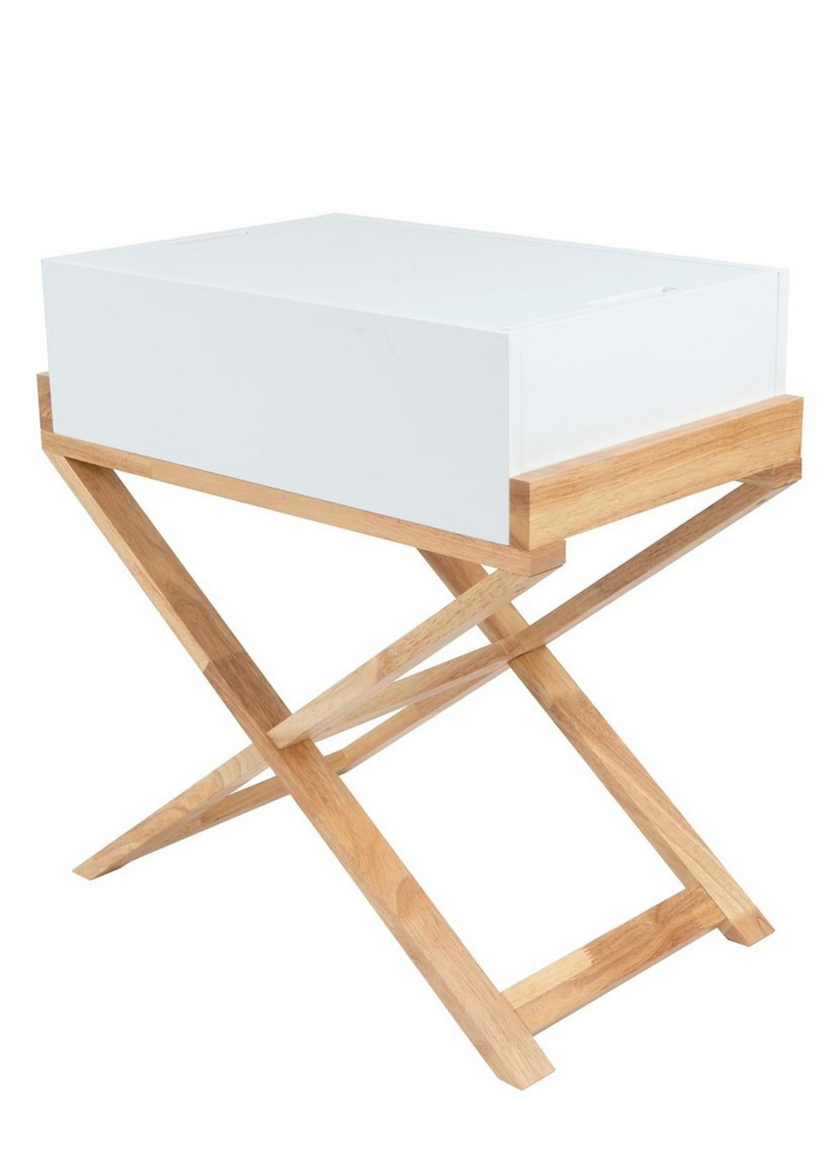 BEISTELLTISCH VALERIE 400 WEIß / NATURAL - Weiss, Design, Holz/Holzwerkstoff (56/58/34cm) - Kayoom