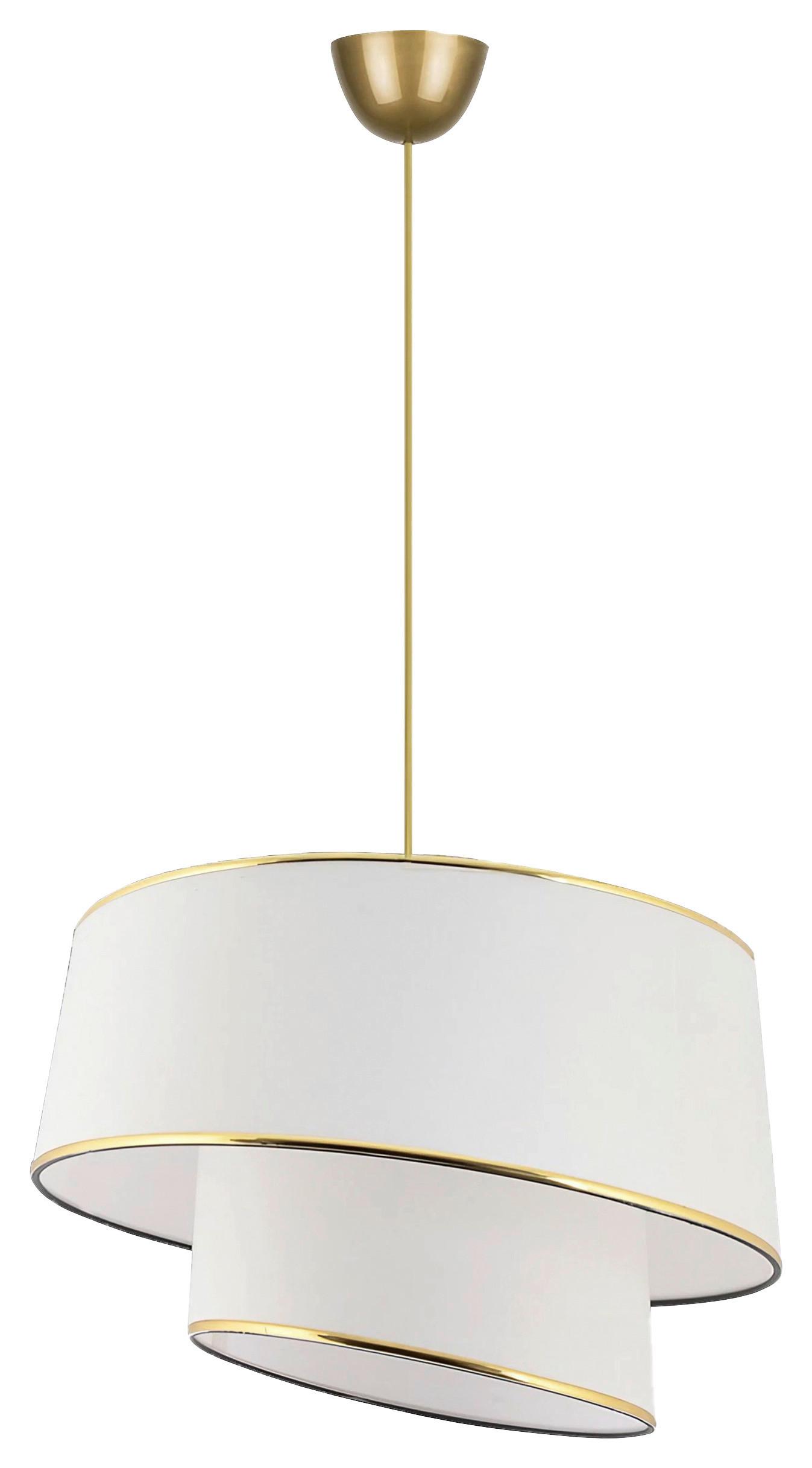 LAMPA WISZĄCA BARETTE - WHITE, GOLD - biały/kolor złoty, Design, metal/tkanina (32/70cm) - P & B