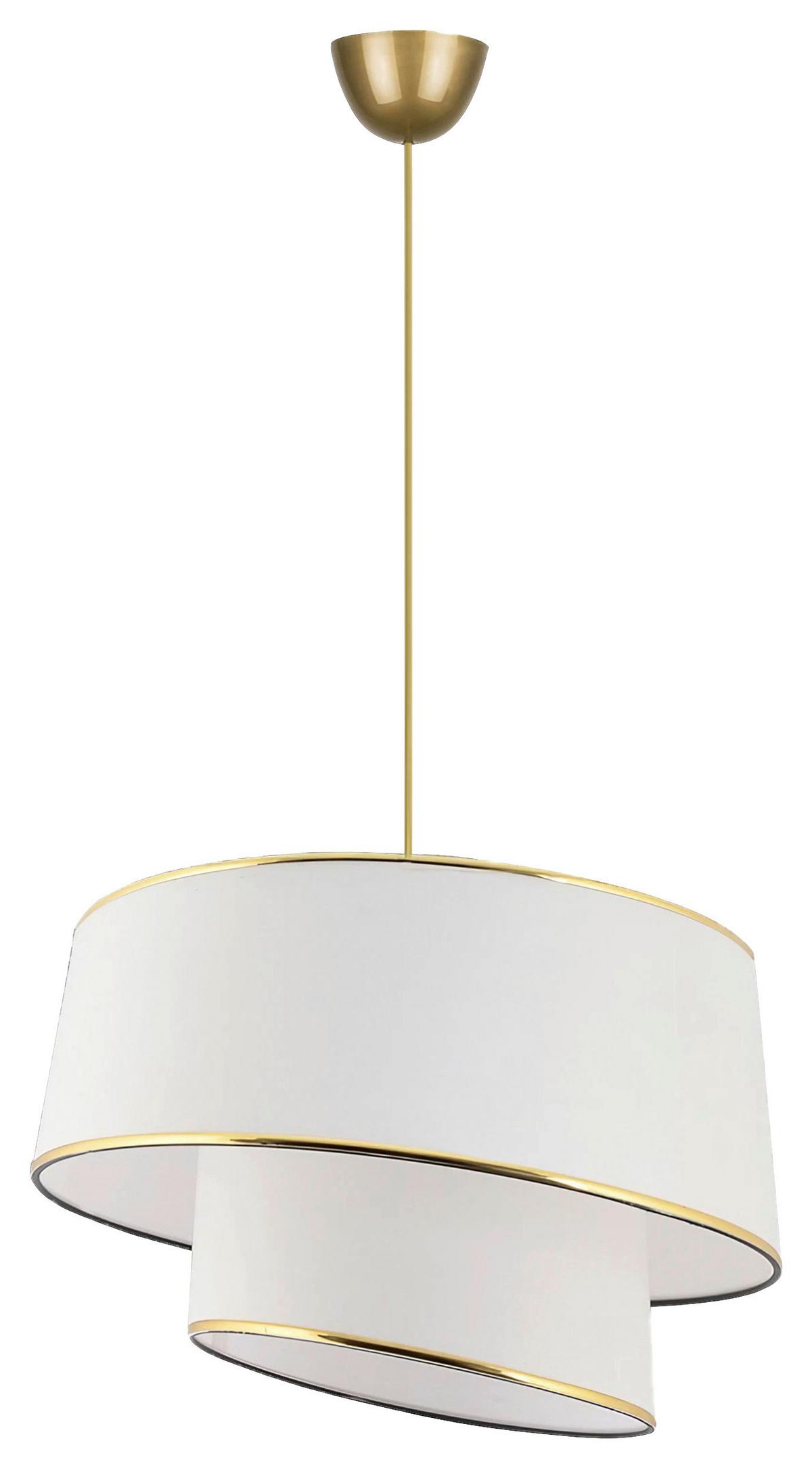 LAMPA WISZĄCA BARETTE - WHITE, GOLD - biały/kolor złoty, Design, metal/tkanina (32/70cm) - P & B