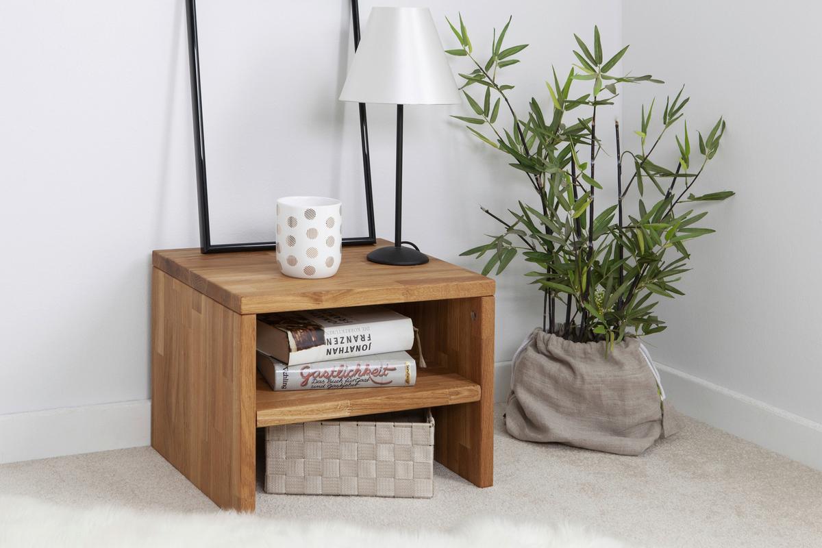 Nočna Omarica Harry, Hrast, Masivna - naravne barve, Moderno, les (42/37/32cm) - MID.YOU