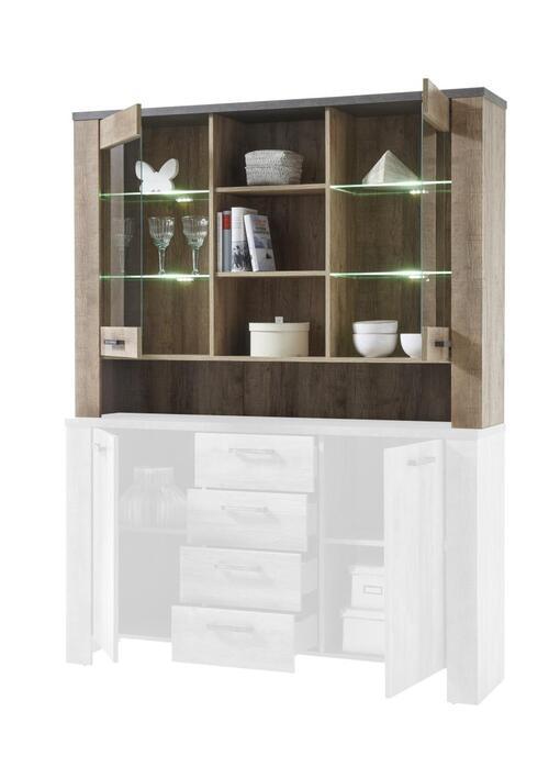 Kommodenaufsatz "Edmonton" , eiche - Eichefarben/Anthrazit, Basics, Glas/Holzwerkstoff (148/107/38cm) - MID.YOU