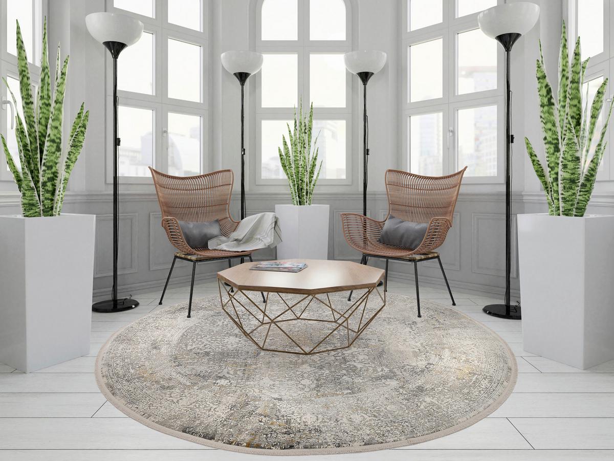 Webteppich Avignon Multicolor Ø ca. 240cm - Dunkelgrau/Hellgrau, Design, Textil (240cm) - Dieter Knoll