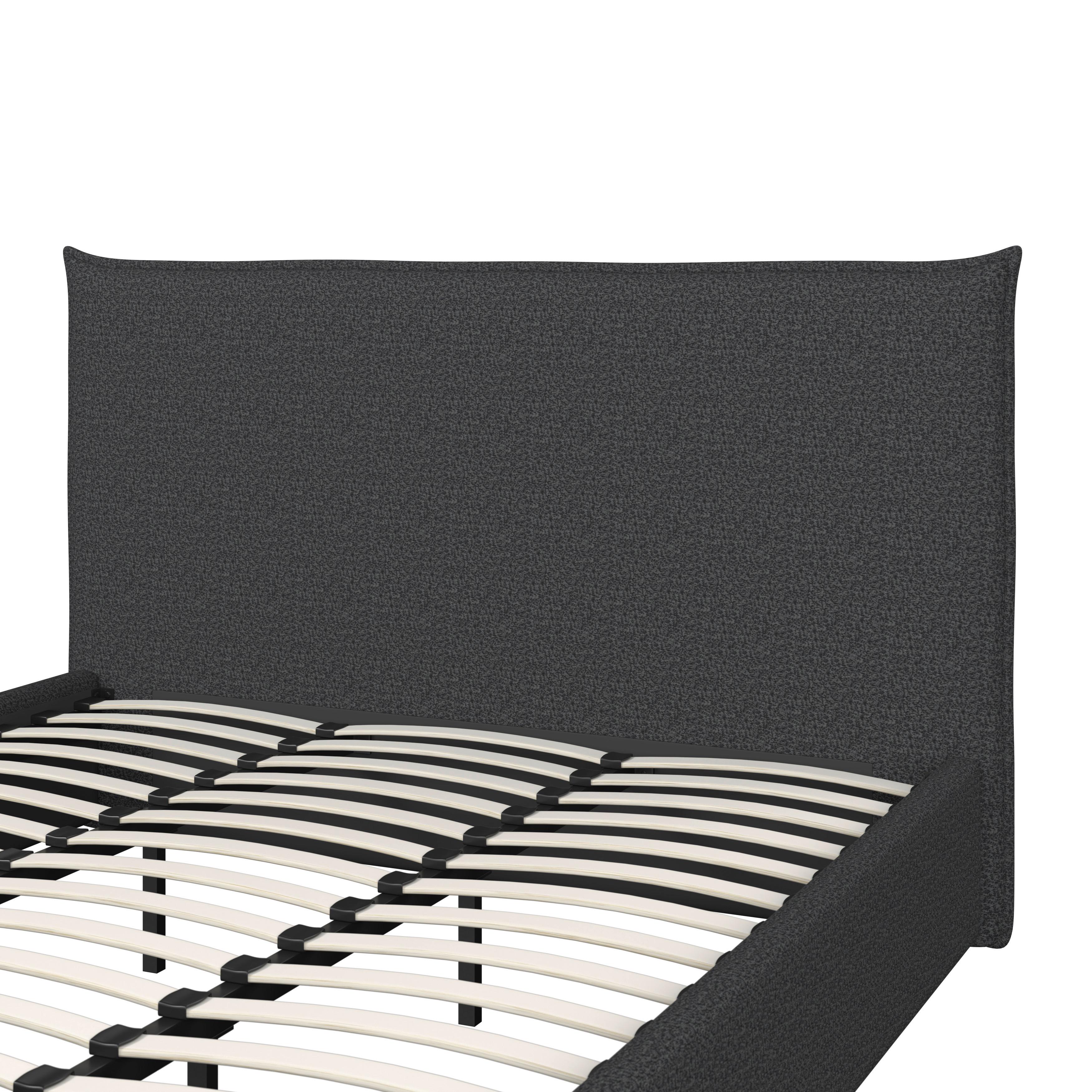 STOPPAD SÄNG ALBA - mörkgrå/svart, Modern, trä/textil (180/200cm) - Bessagi Home