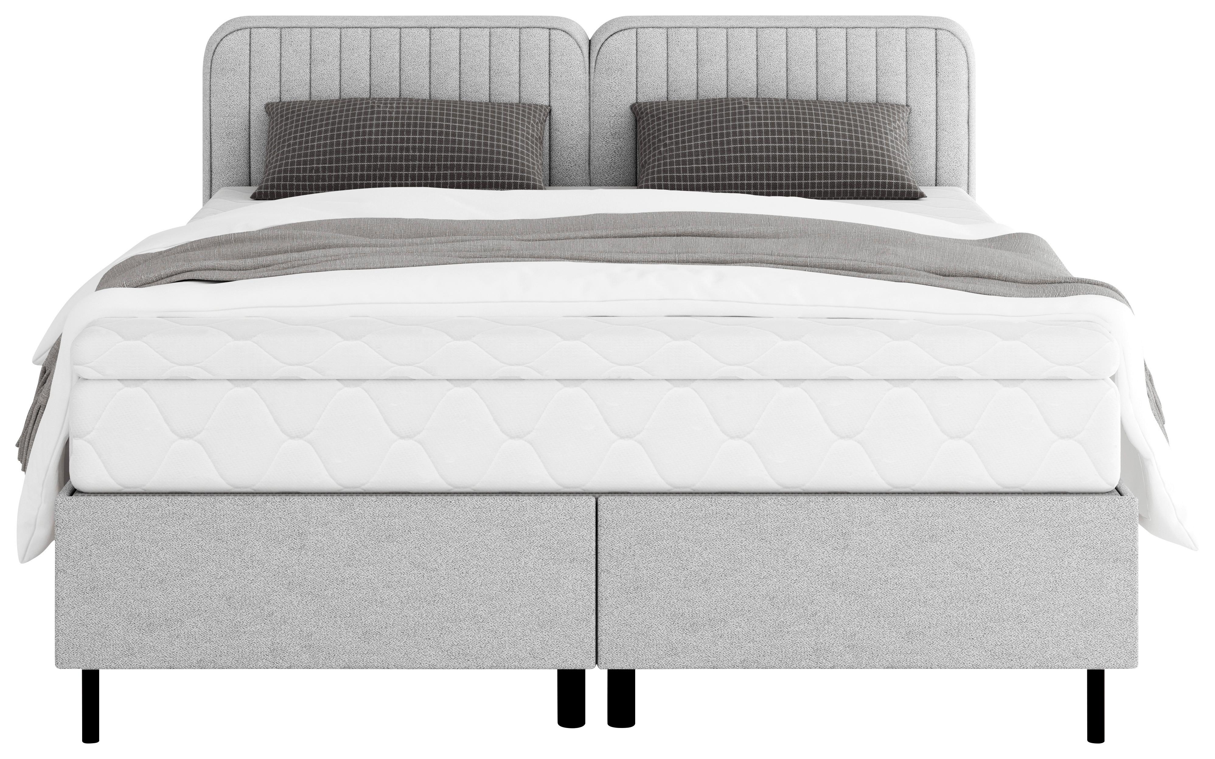 Boxbett Livetto Grau ca. 140x200cm - Schwarz/Grau, KONVENTIONELL, Holzwerkstoff/Textil (140/200cm) - Mömax