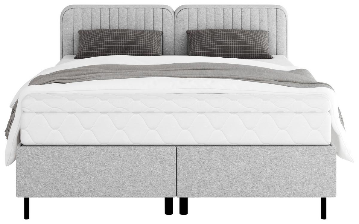 Boxbett Livetto Grau ca. 180x200cm - Schwarz/Grau, KONVENTIONELL, Holz/Textil (180/200cm) - Mömax
