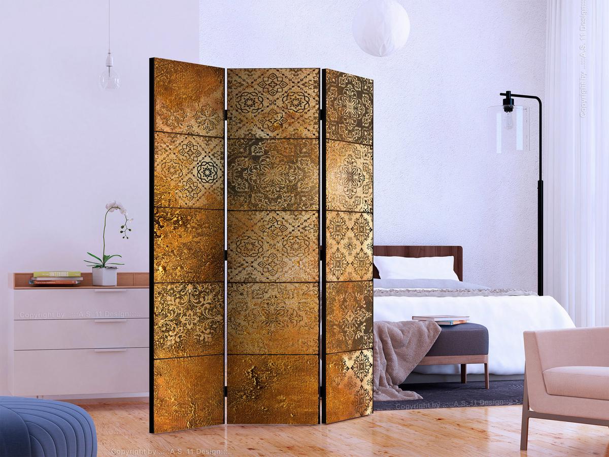Paravan Old Tiles, 3-Delni, Akustičen - bež/rjava, Basics, umetna masa/tekstil (135/172/3cm) - artgeist