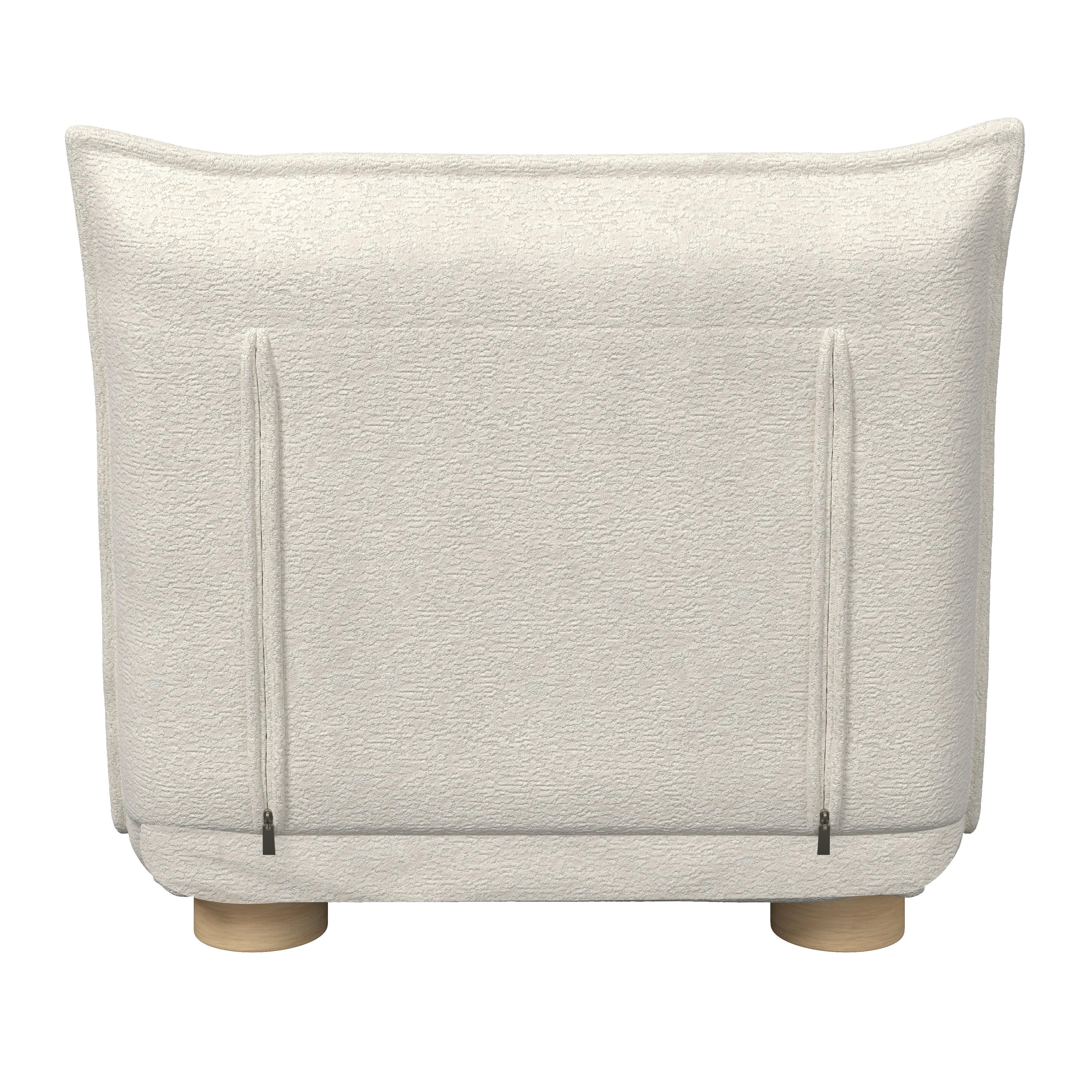 BÄDDFÅTÖLJ BELLA - cremefärgad/naturfärgad, Modern, metall/trä (85/76/84cm) - Bessagi Home