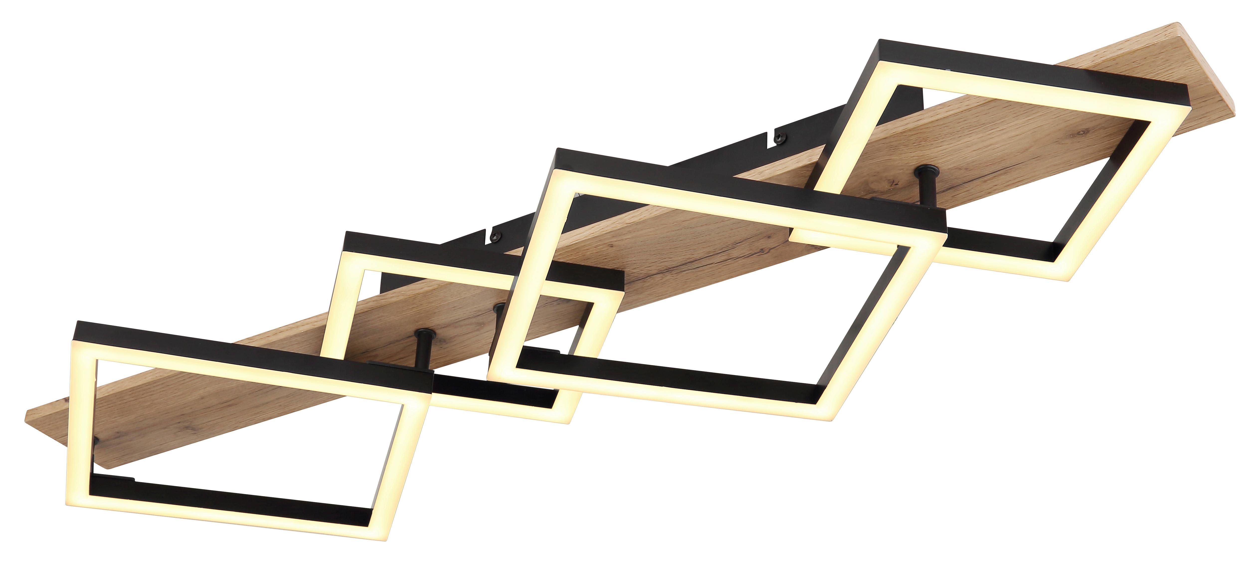 LED-Deckenleuchte Beatrix Schwarz/Dunkelbraun max.30Watt - Dunkelbraun/Opal, Natur, Holzwerkstoff/Kunststoff (82/31/8,5cm) - Globo