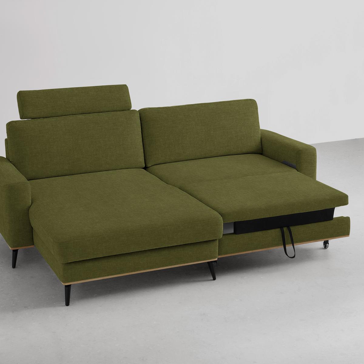 Wohnlandschaft Romeo Grün - Schwarz/Grün, KONVENTIONELL, Textil/Metall (167/87/234cm) - Zandiara