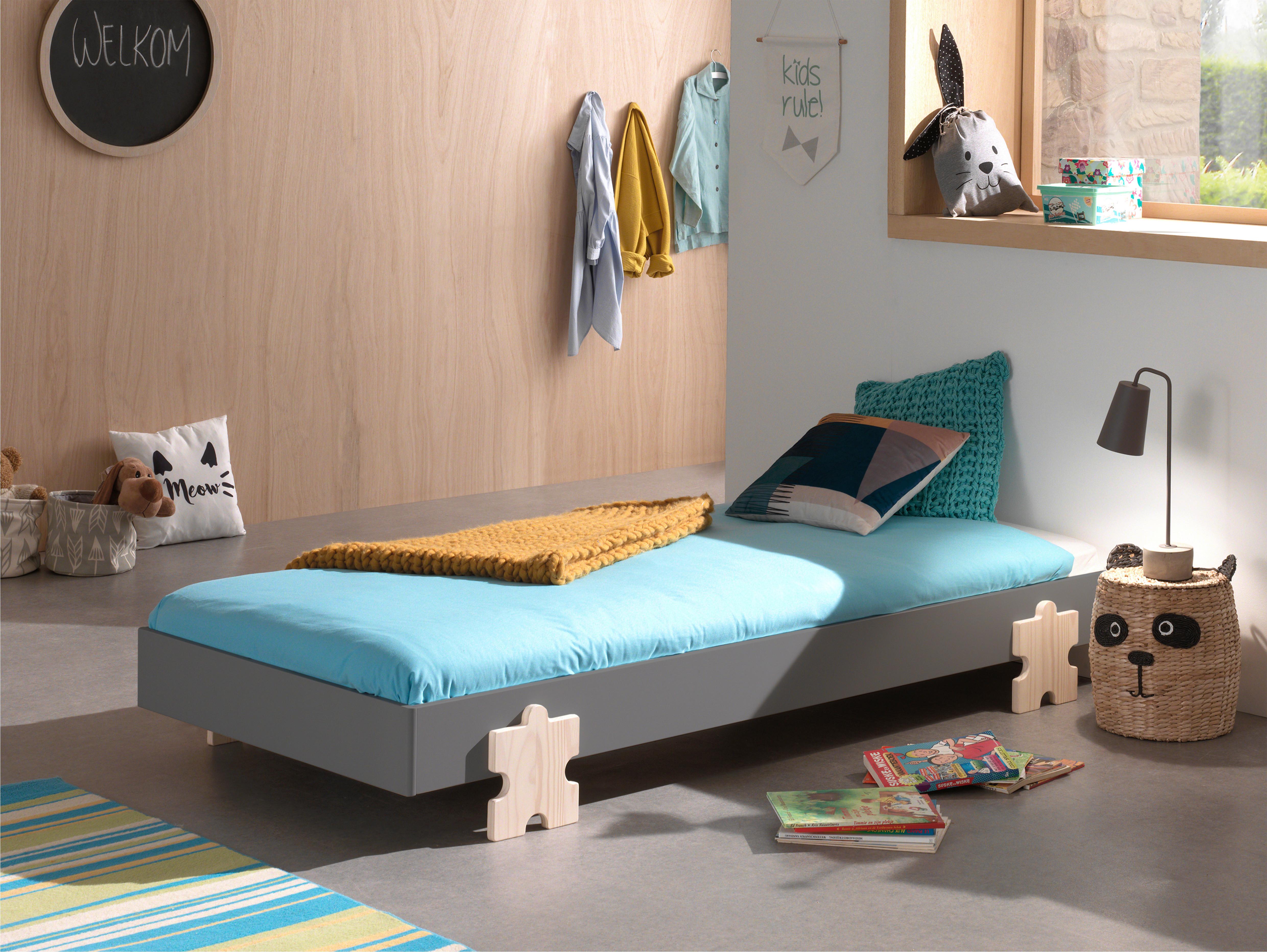 Kinder-/Juniorbertt Modulo ca. 90x200 cm Grau - Grau/Kieferfarben, MODERN, Holz/Holzwerkstoff (90/200cm) - MID.YOU