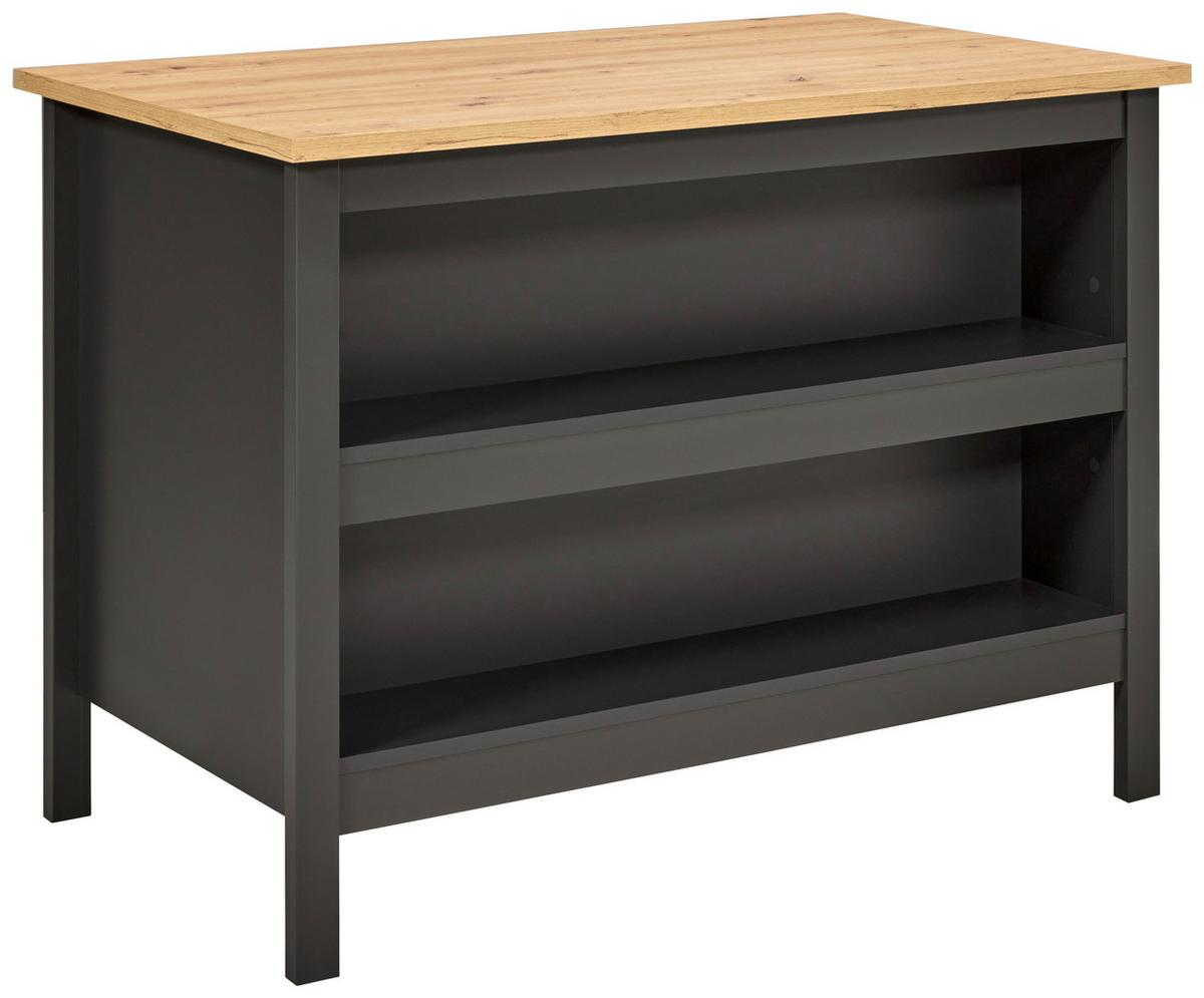 Kücheninsel Venet, Anthrazit/Artisan Eiche - Anthrazit/Schwarz, ROMANTIK / LANDHAUS, Holzwerkstoff/Metall (124/91/75cm) - Mömax