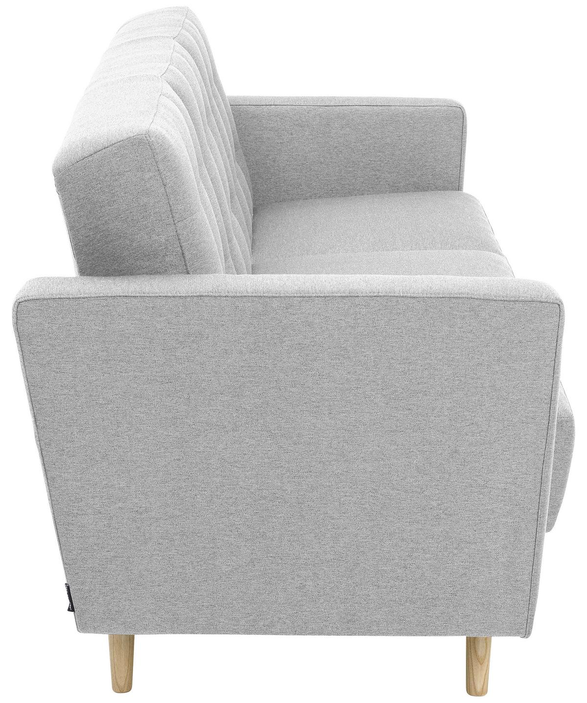 3-Sitzer-Sofa Jasmin Hellgrau Flachgewebe mit Schlaffunktion - Eschefarben/Hellgrau, MODERN, Holz/Textil (224/81/83cm) - Max Winzer