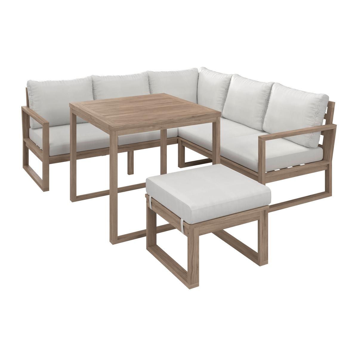 Dining-Loungeset Anouk Creme Holz/Outdoorstoff - Creme/Grauweiß, MODERN, Holz/Textil (194/67/71cm) - Bessagi Garden