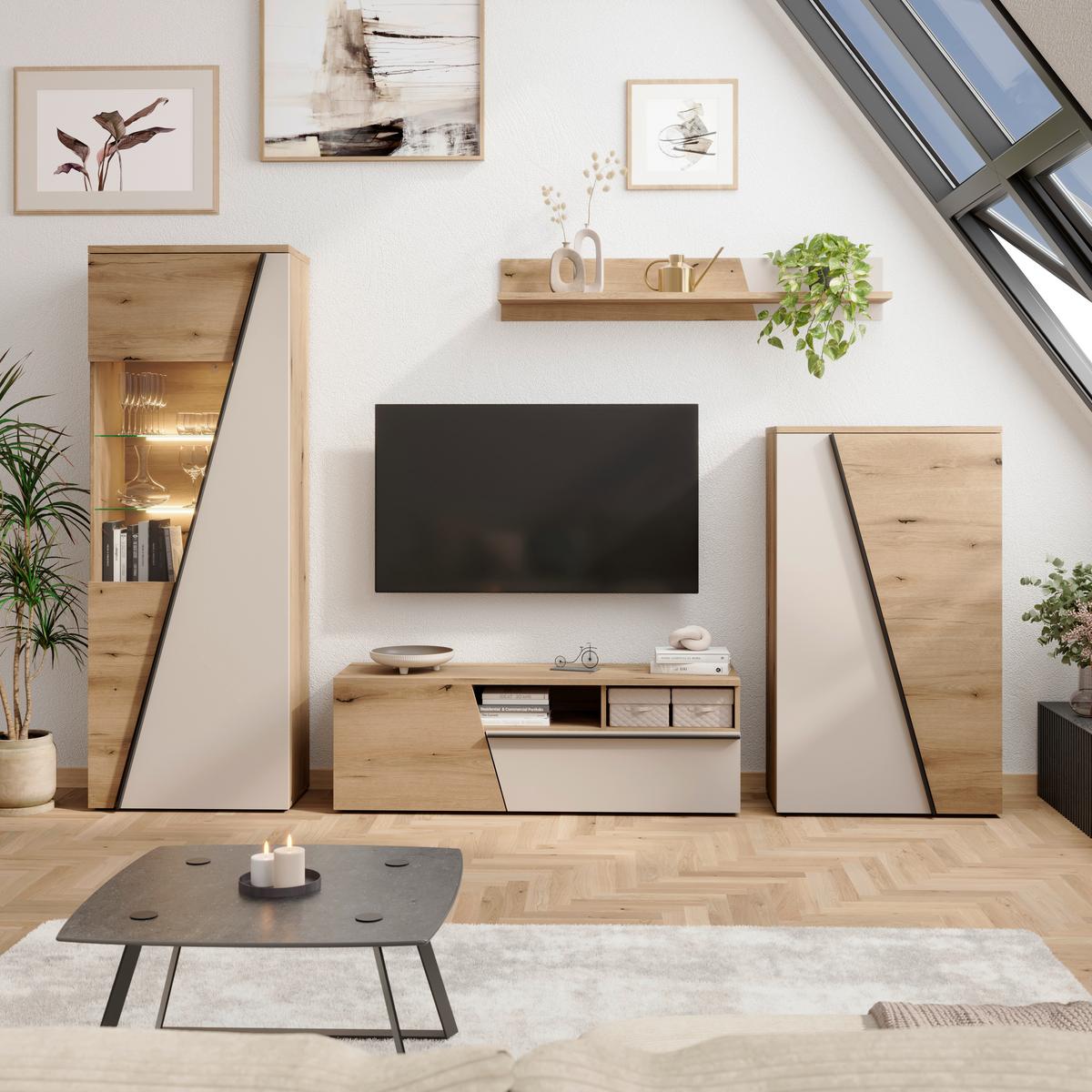 Venedig New Komoda - kašmir/boje hrasta, Moderno, drvni materijal/plastika (77/134/37cm) - Modern Living