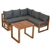 Loungegarnitur "Merida", Grau/Naturfarben - Naturfarben/Grau, MODERN, Holz (182/166/62,5cm) - Gardenson