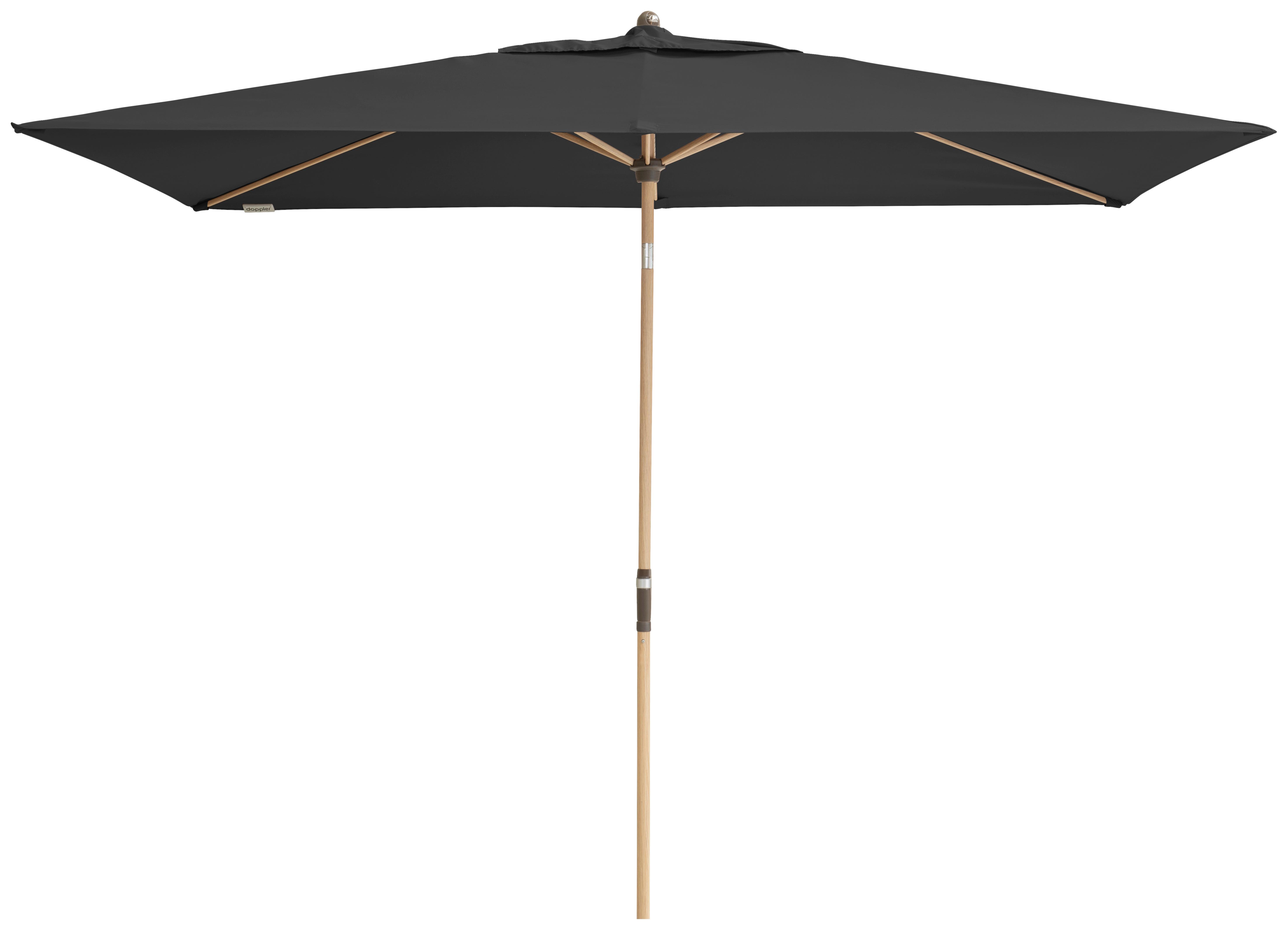 Sonnenschirm Alu Wood Ultra Grau/Eschefarben ca. 200x300cm - Anthrazit/Eschefarben, Basics, Textil/Metall (200/300cm) - KNIRPS