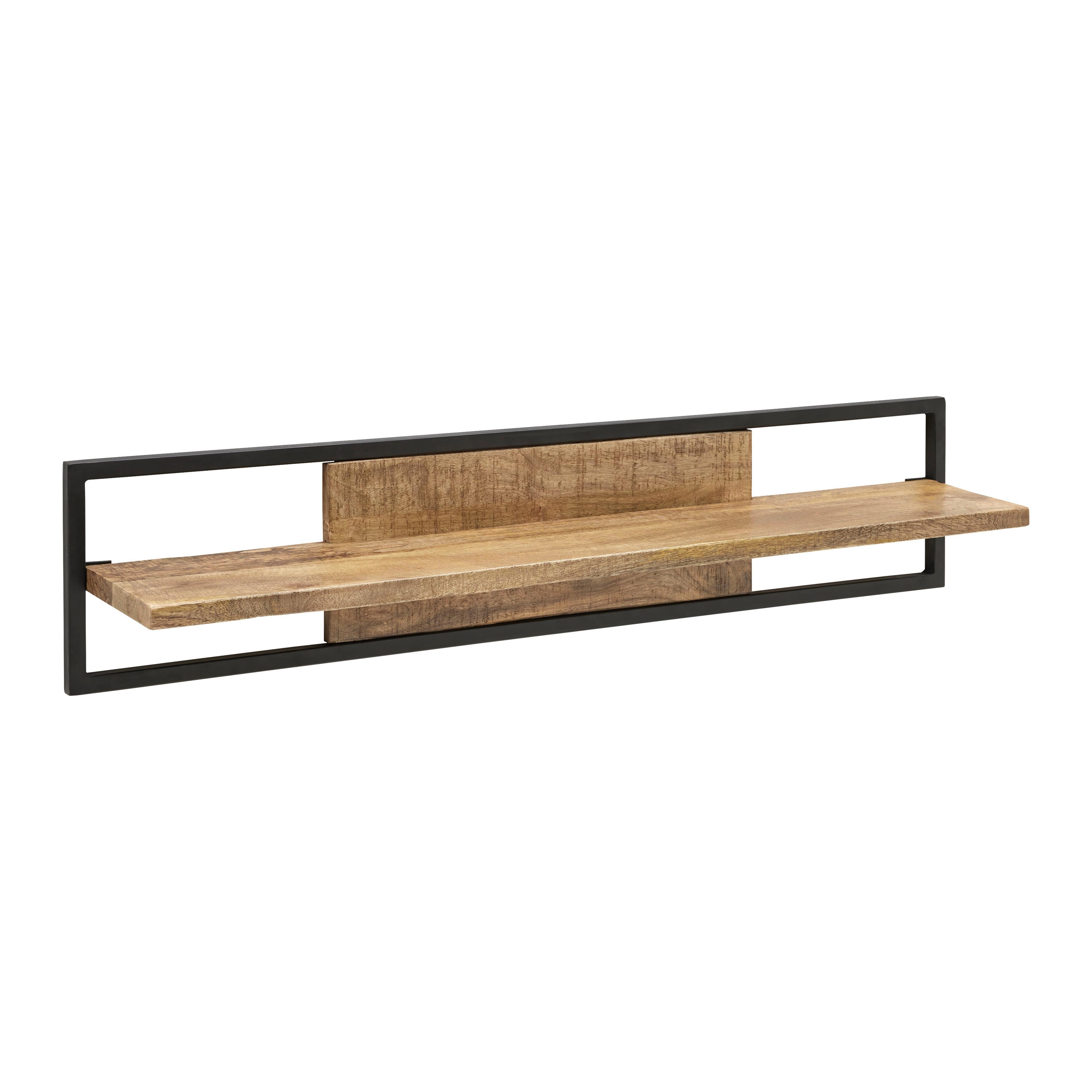 VÄGGHYLLA EVEREST -EXKLUSIV- - svart/naturfärgad, Natur, metall/trä (120/30cm) - Mömax