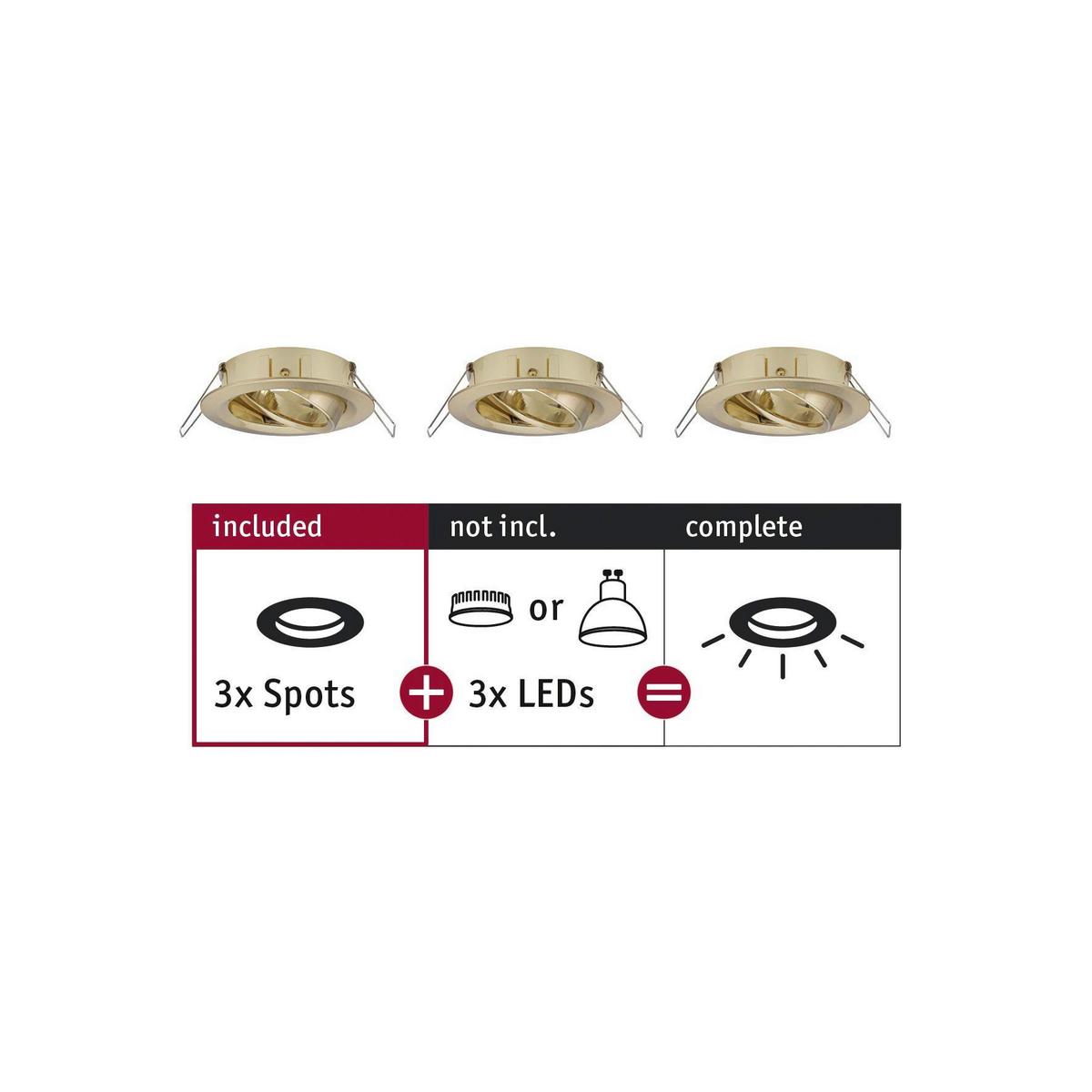 Deckenleuchte Choose Spot Set max. 10 Watt, 3-teilig - Messingfarben, Basics, Metall (8,4cm) - Paulmann