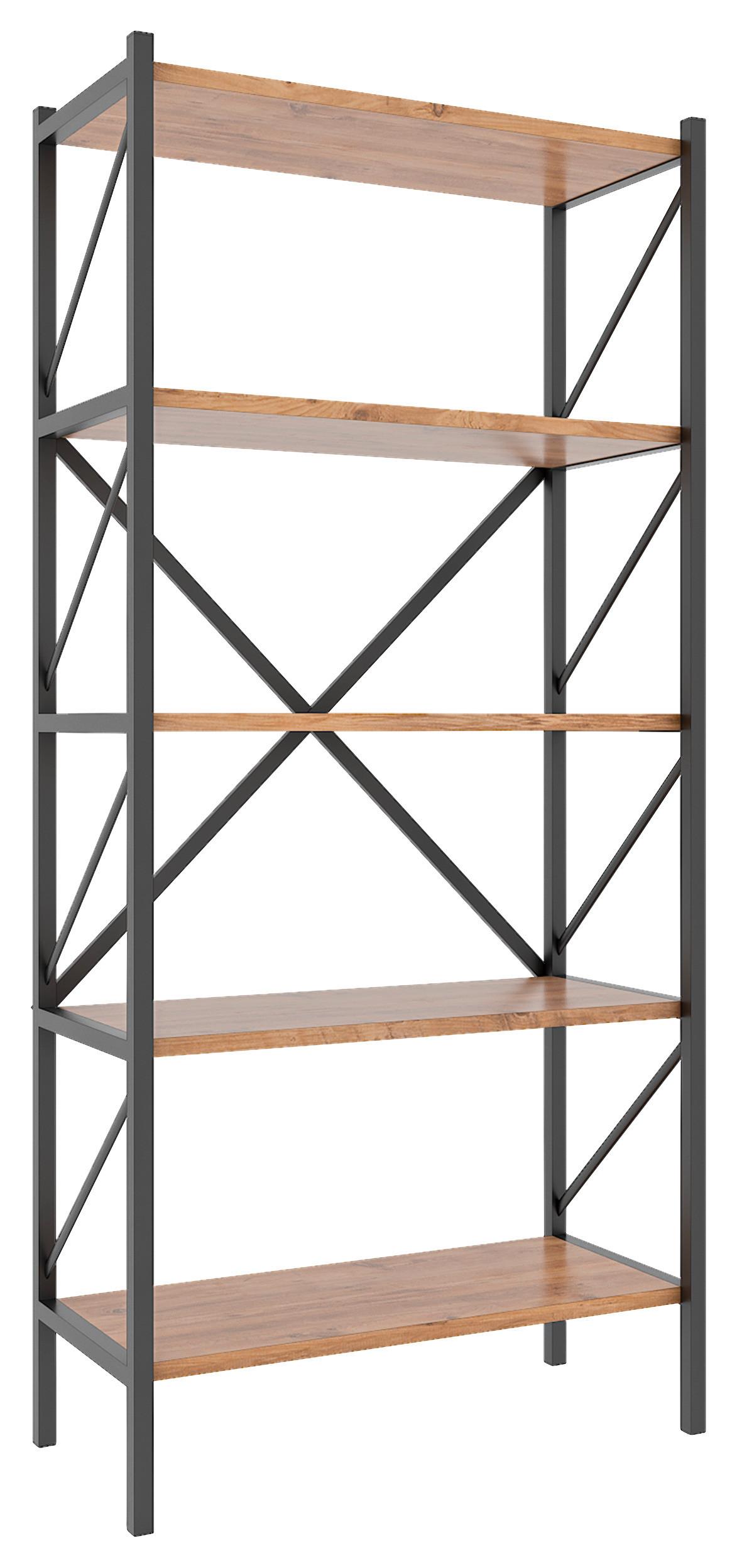 Regal Insasi, Hrast - medeni hrast, Moderno, leseni material (66/160/34cm) - MID.YOU