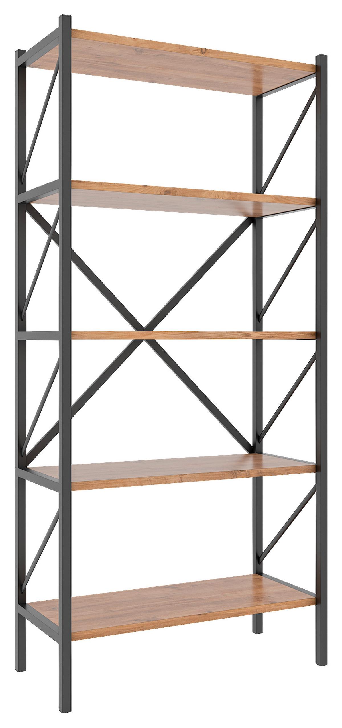 Regal Insasi, Hrast - medeni hrast, Moderno, leseni material (66/160/34cm) - MID.YOU