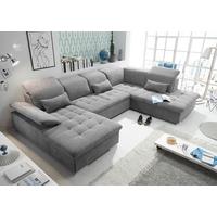 Wohnlandschaft Wayne U inkl. Kissen Grau - Silberfarben/Grau, KONVENTIONELL, Kunststoff/Textil (188/340/240cm) - MID.YOU