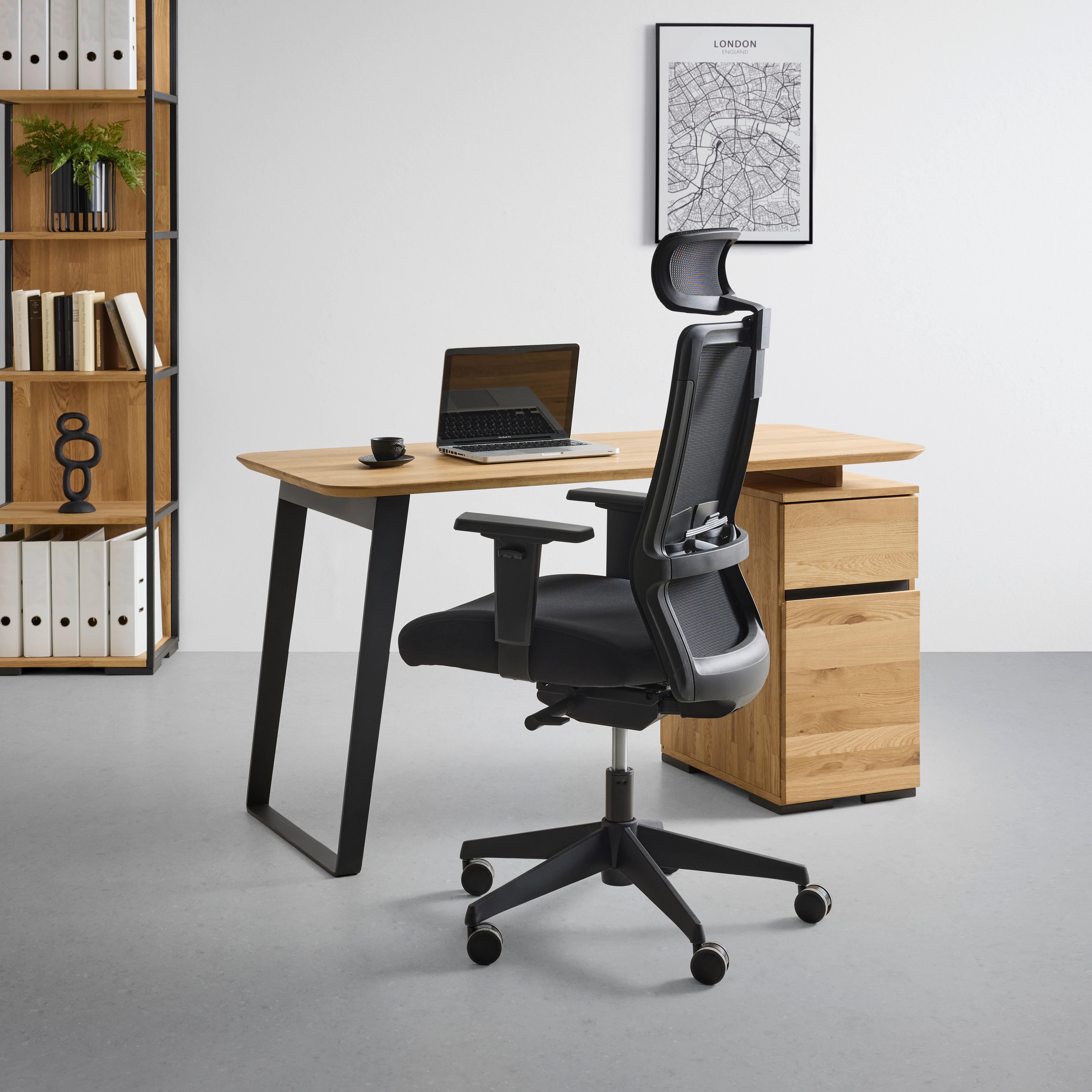 SKRIVBORD ALBERO - svart/naturfärgad, Modern, metall/trä (140/65/77cm) - Based