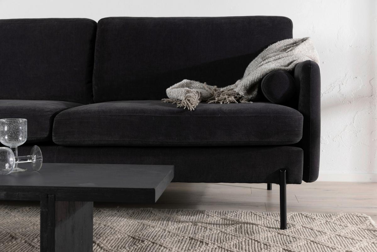 2-SITZER-SOFA ANTIBES - Schwarz, Design, Textil/Metall (209.5/86/87cm) - Livetastic