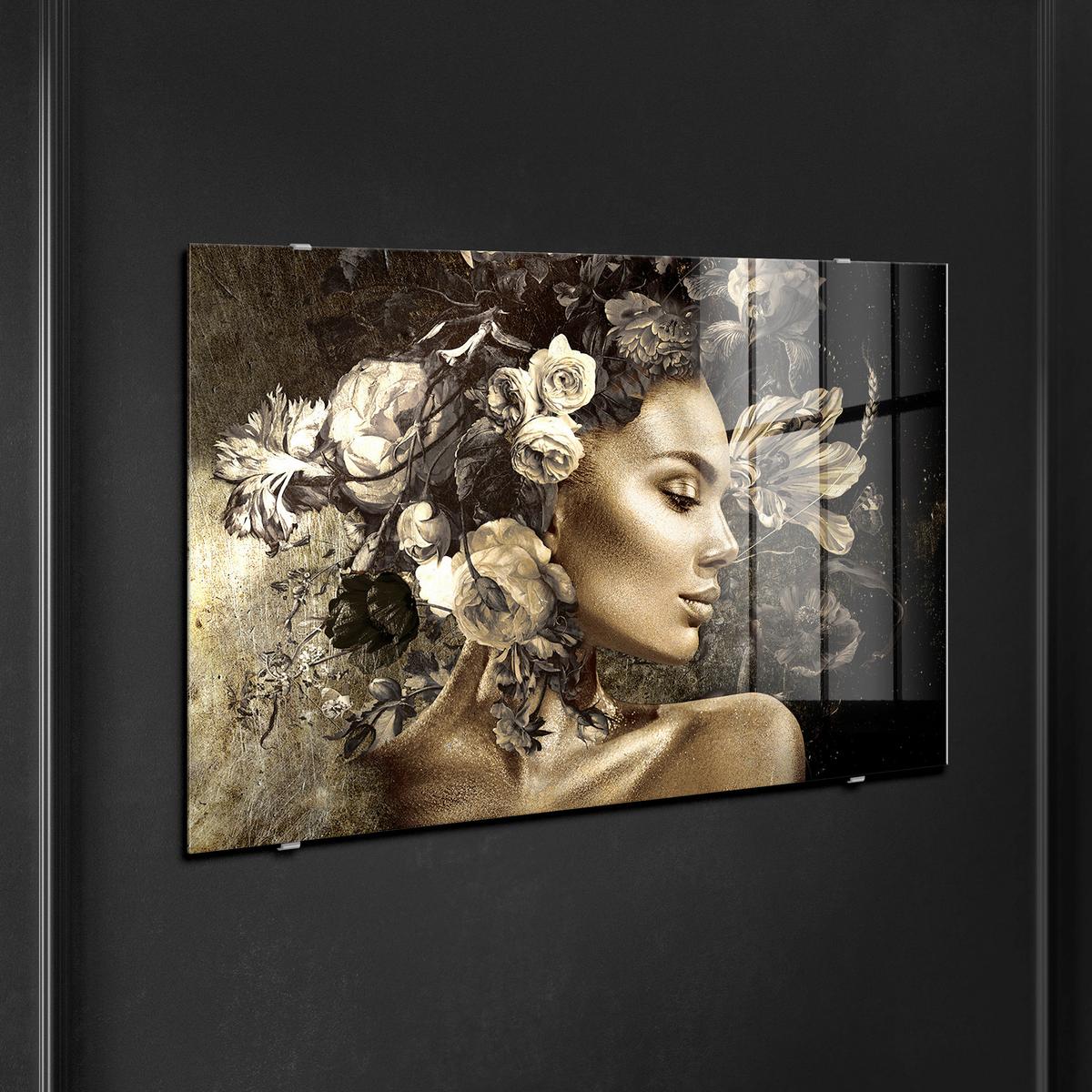 Glasbild Schwarz/Goldfarben ca.70x100cm - Goldfarben/Schwarz, Basics, Glas/Papier (70/100cm)