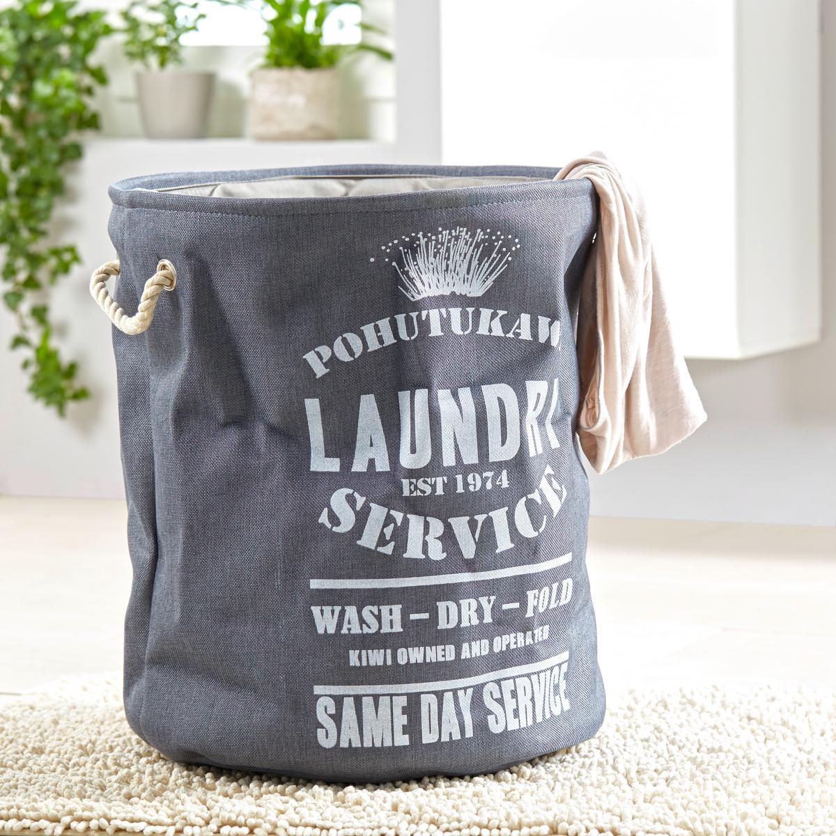 Wäschetonne Laundry 5 in Grau - Weiß/Grau, LIFESTYLE, Textil (42/54cm) - Mömax