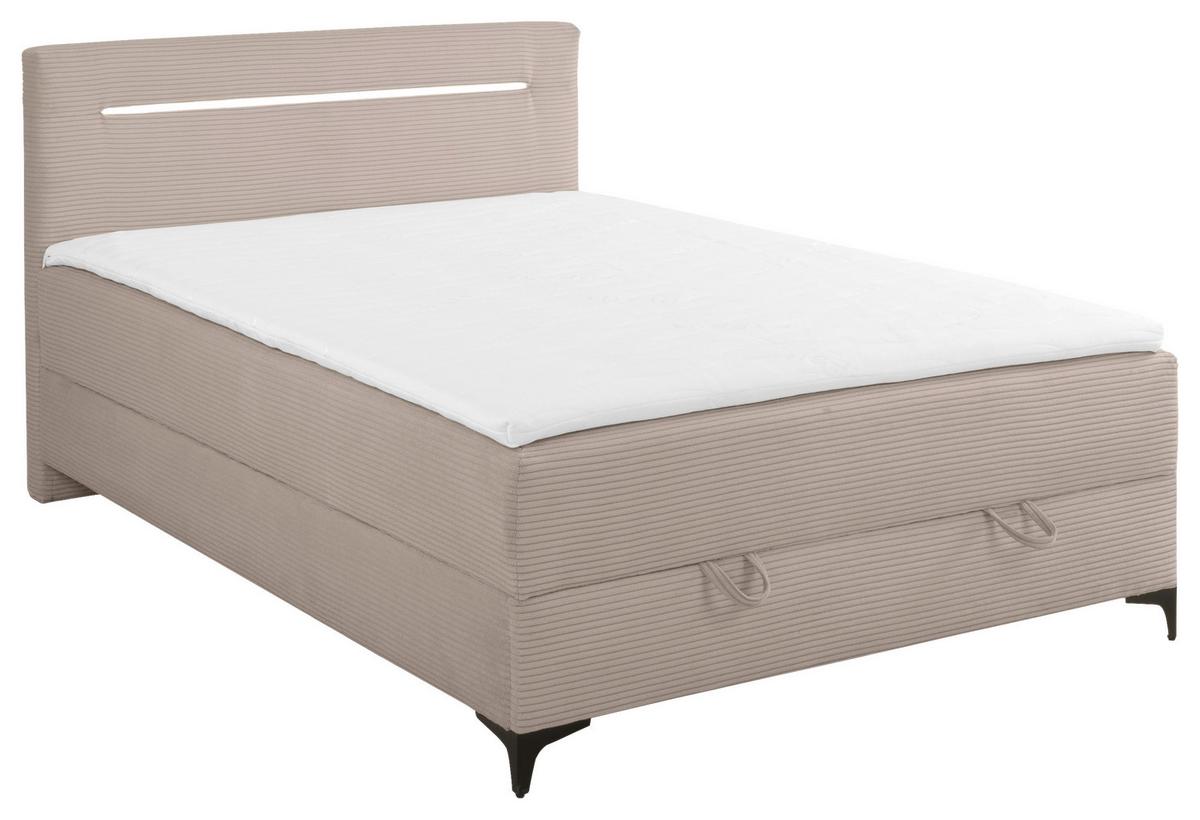 Boxbett Jerry Hellbraun ca. 140x200cm - Hellbraun/Schwarz, KONVENTIONELL, Textil (140/200cm) - Mömax