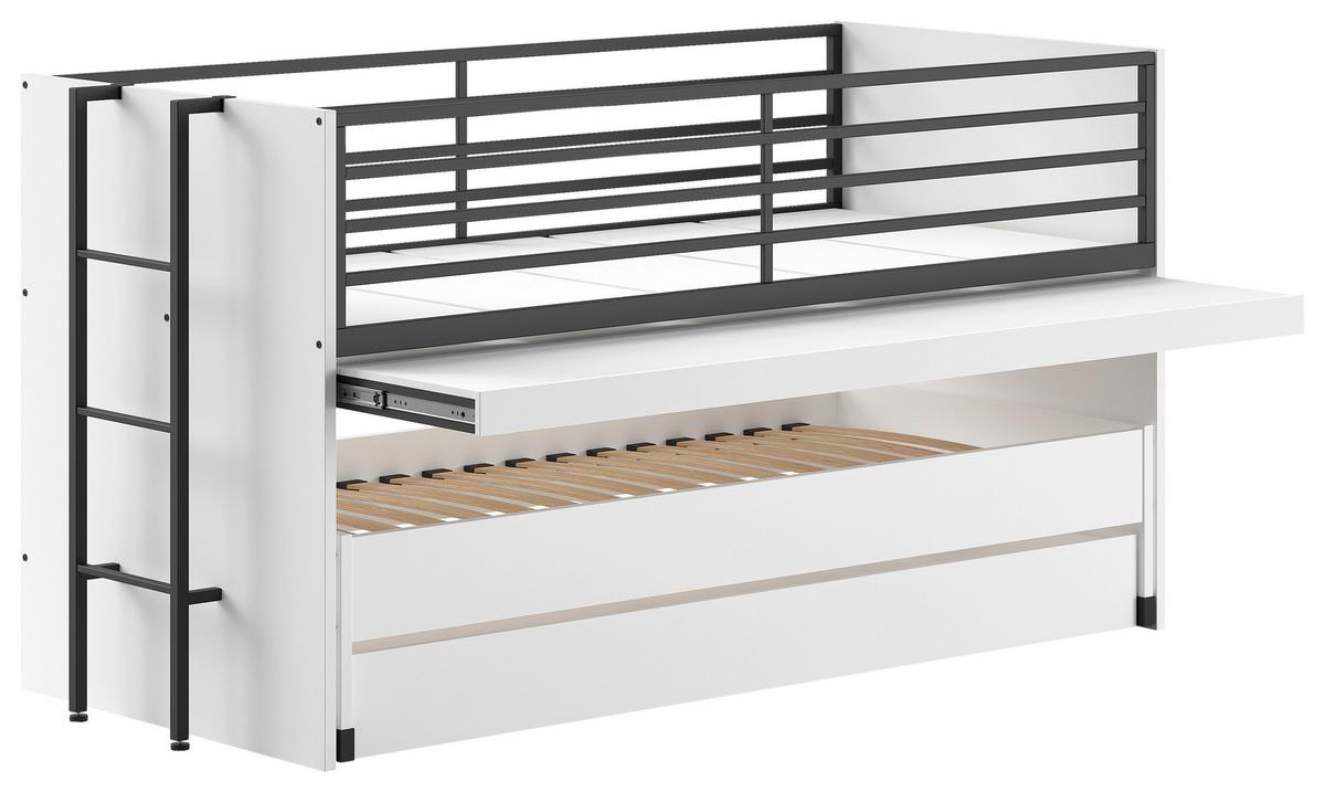 Hochbett Sam Weiß ca. 90x200 cm - Weiß, MODERN, Holzwerkstoff (90/200cm) - Vipack
