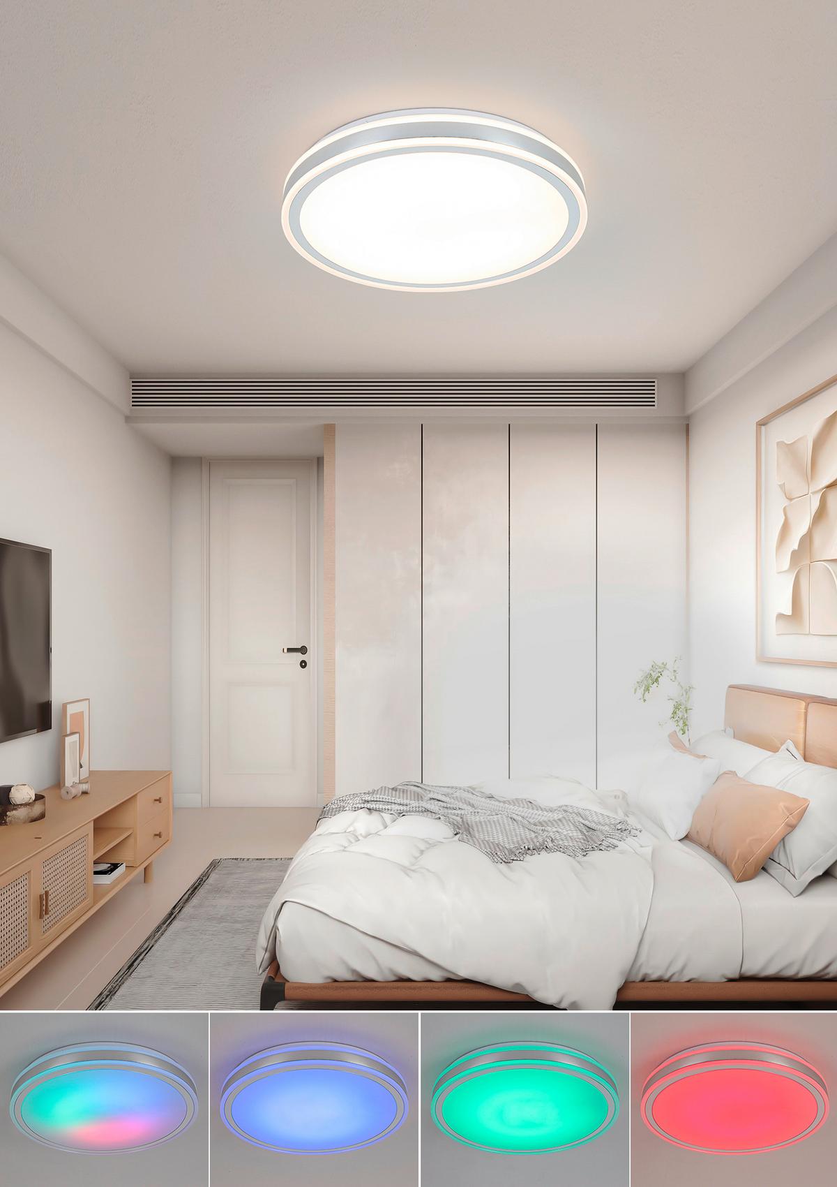 Stropna Led-svetilka Farbi - barve kroma/bela, Moderno, kovina/umetna masa (38/38/6cm) - Mömax