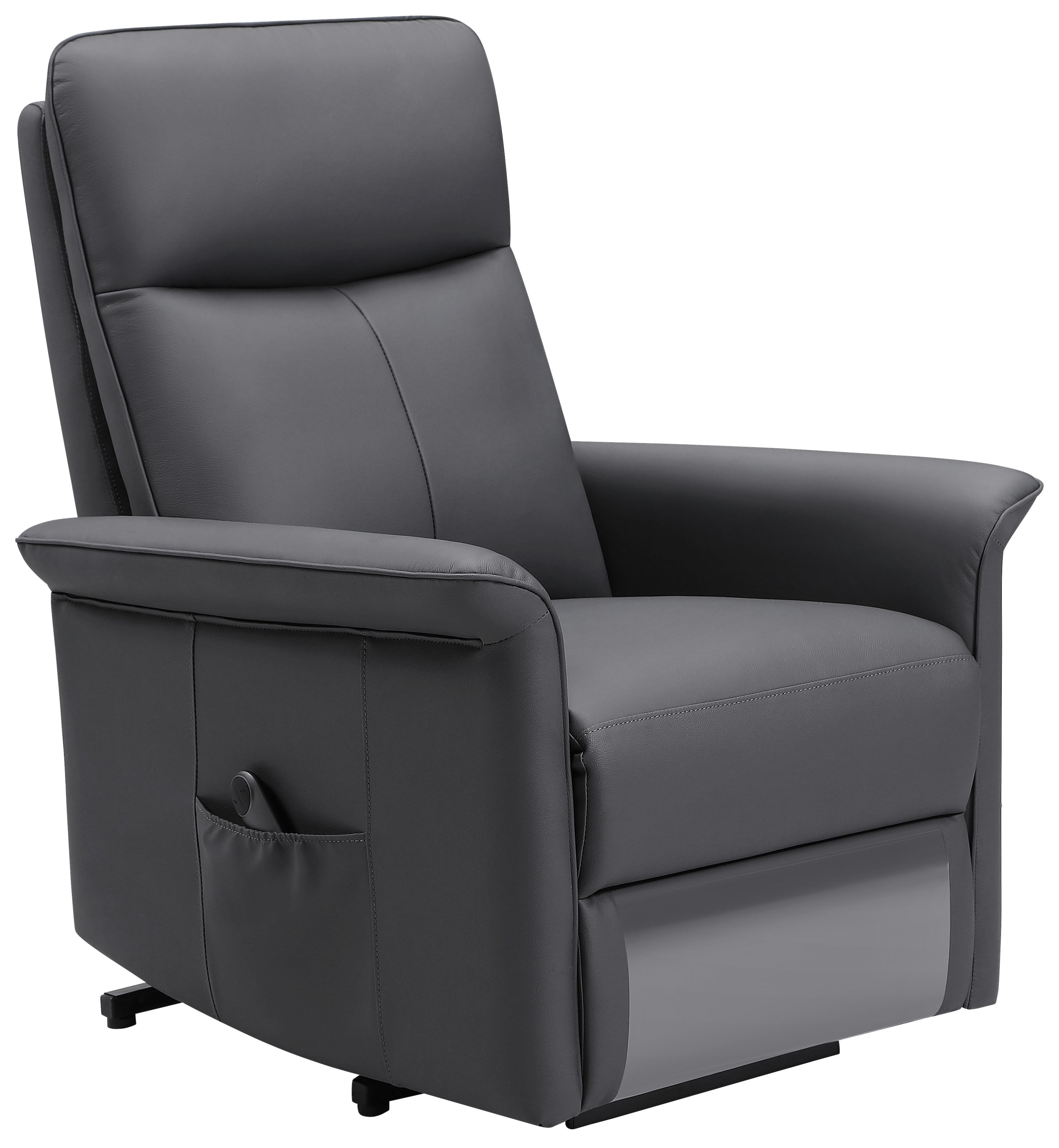 Relaxsessel Carlo Anthrazit - Anthrazit/Schwarz, KONVENTIONELL, Leder/Holz (77/103/84cm) - Mömax