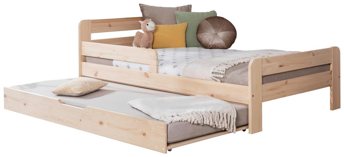 Bett Bennet mit Ausziehbett ca. 120x200 cm Kiefer Natur - Naturfarben, MODERN, Holz/Textil (120/200cm) - MID.YOU
