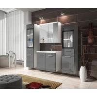 Badmöbel-Set 5-tlg. Madrit mit LED ca. 120 cm Weiß/Grau - Weiß/Grau, Basics, Glas/Holzwerkstoff (120cm) - P & B