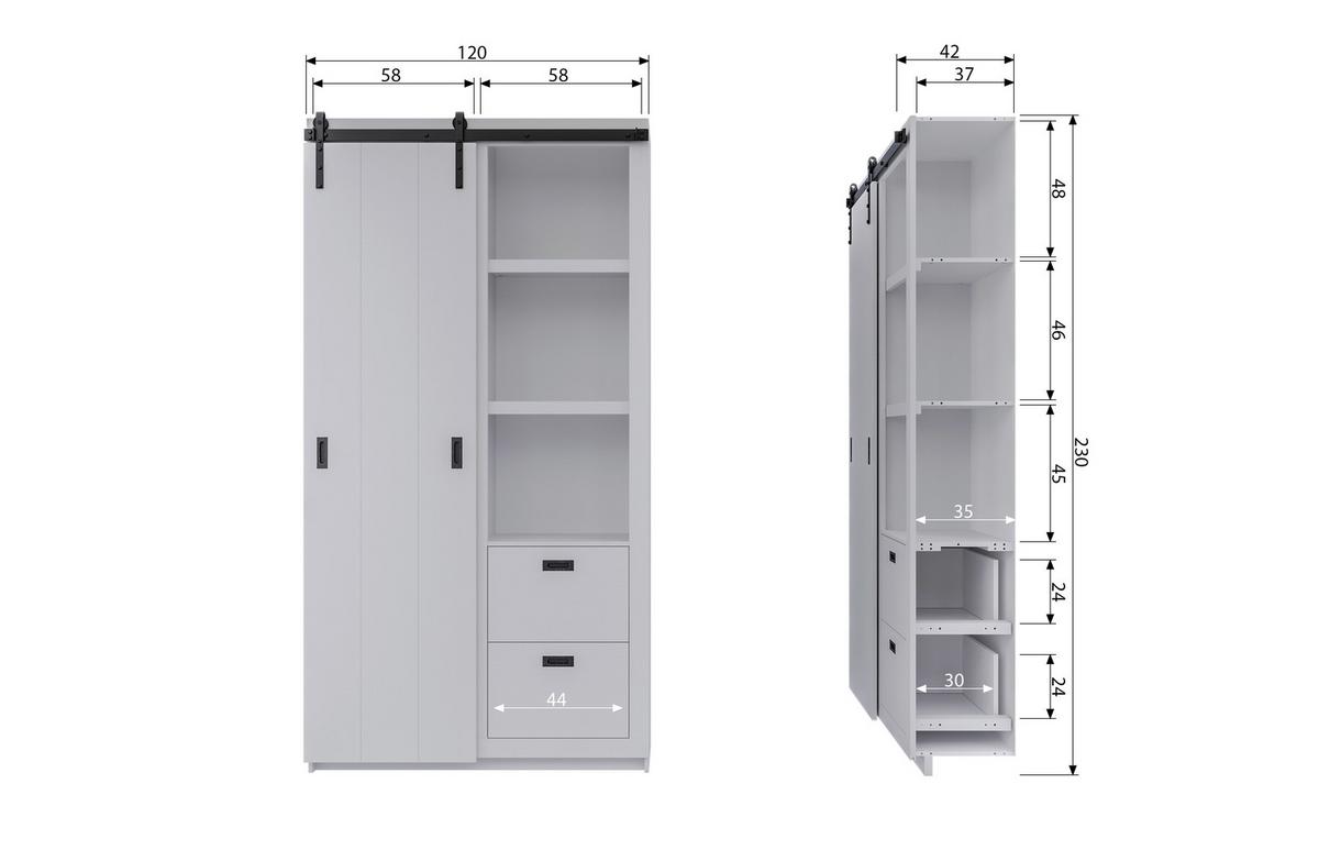 Mehrzweckschrank Slide Barn Grün - Schwarz/Grün, Design, Holz (122/230/37cm) - Livetastic