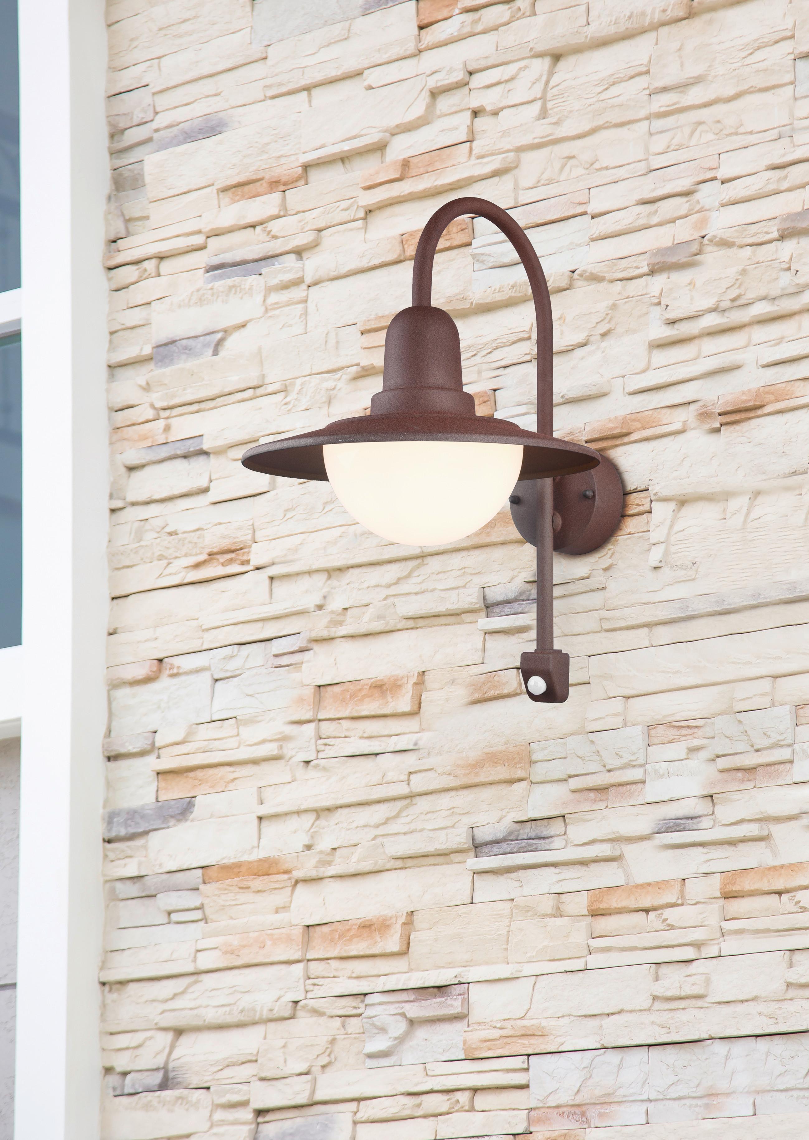 Außenwandleuchte Norman Weiß/Rostfarben max. 40 Watt - Rostfarben/Weiß, KONVENTIONELL, Glas/Metall (30/45,5/38cm) - Trio Leuchten