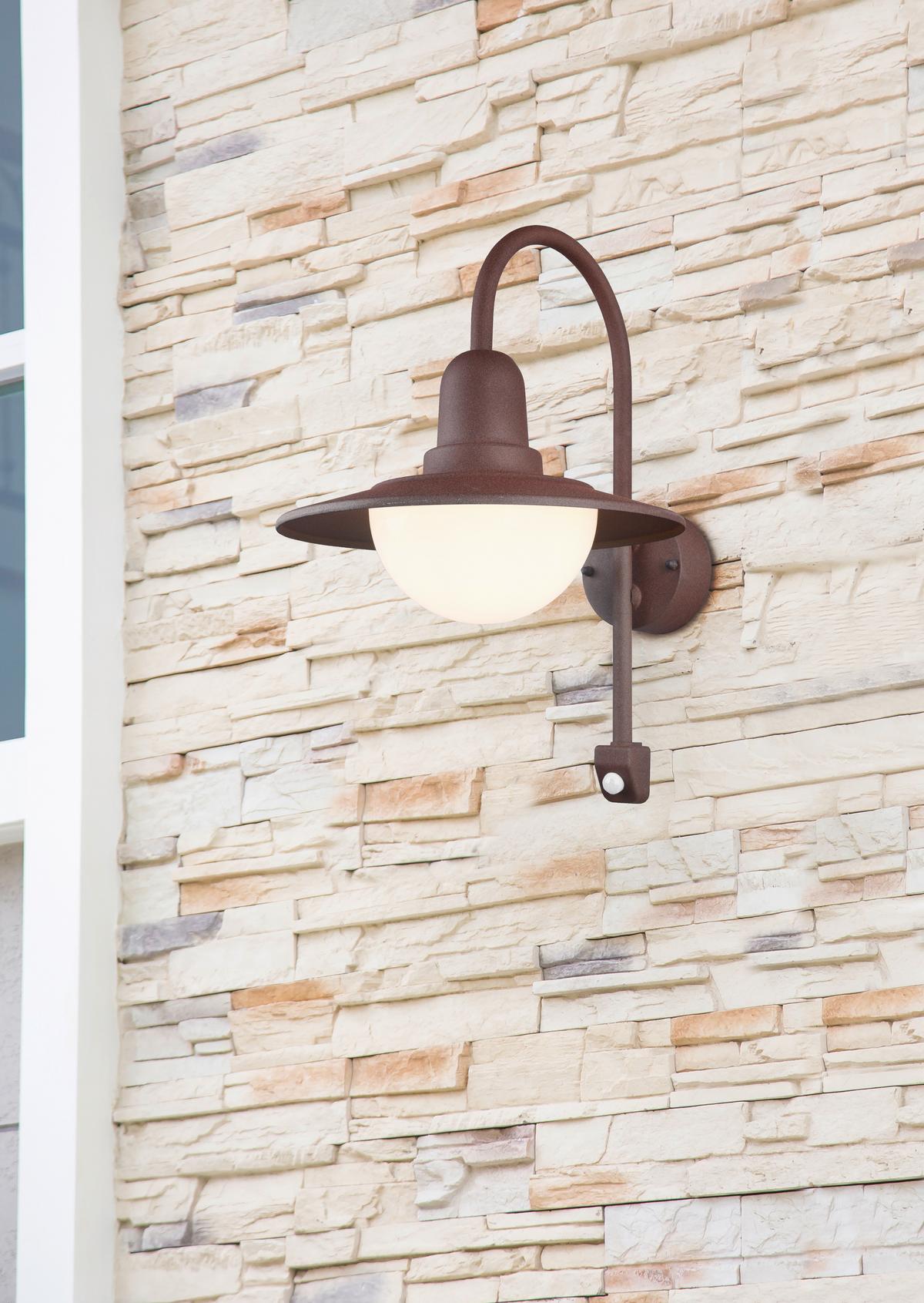 Außenwandleuchte Norman Weiß/Rostfarben max. 40 Watt - Rostfarben/Weiß, KONVENTIONELL, Glas/Metall (30/45,5/38cm) - Trio Leuchten