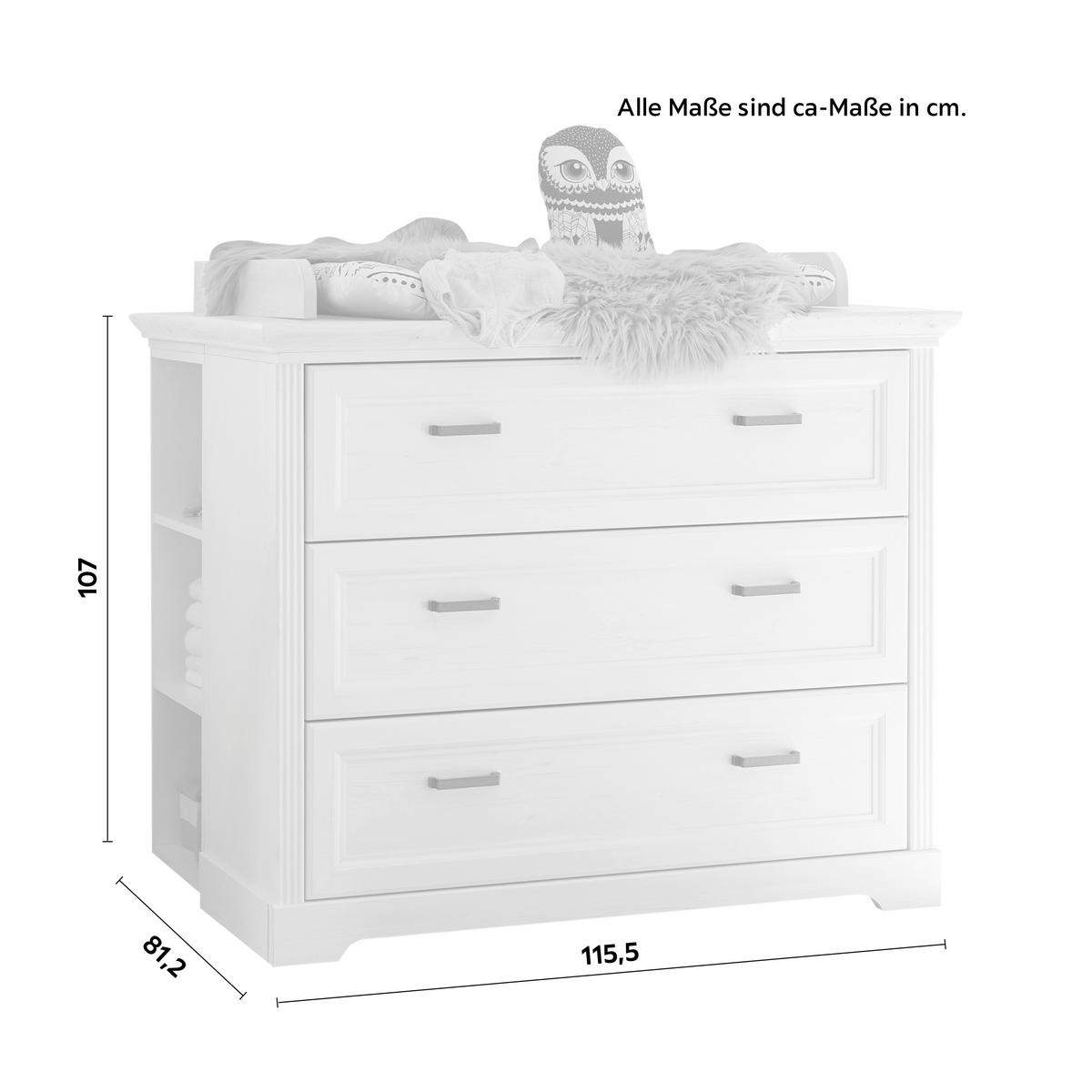 COMODA INFASAT MARILOU - alb, Romantik / Landhaus, material pe bază de lemn (115/103/81cm) - Zandiara
