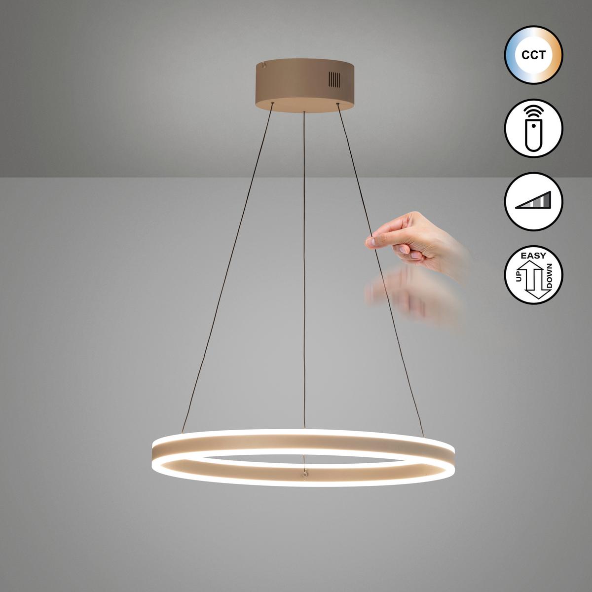 LAMPA WISZĄCA LED 61145 SILVIO - greige, Design, metal/szkło (60/50-180cm) - Fischer & Honsel