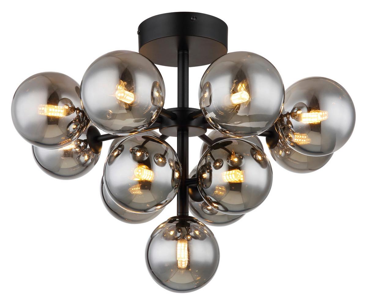 DECKENLEUCHTE 56143-13D - Schwarz, Design, Glas/Metall (56/43cm) - Globo