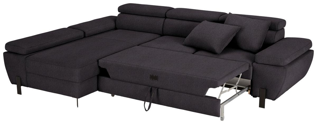 Kutna Garnitura Molina Mini - crna, Moderno, tekstil/metal (189/277cm) - Mömax