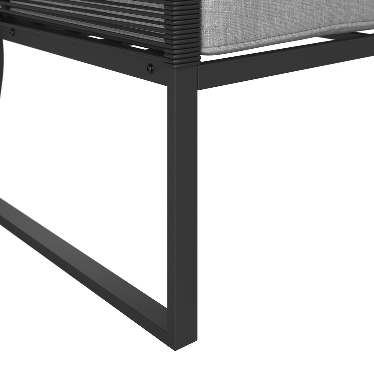 Dining-Loungeset Paulina Hellgr. Metall/Textil +Abdeck. - Hellgrau/Schwarz, Modern, Glas/Kunststoff (181/73/65cm) - Bessagi Garden