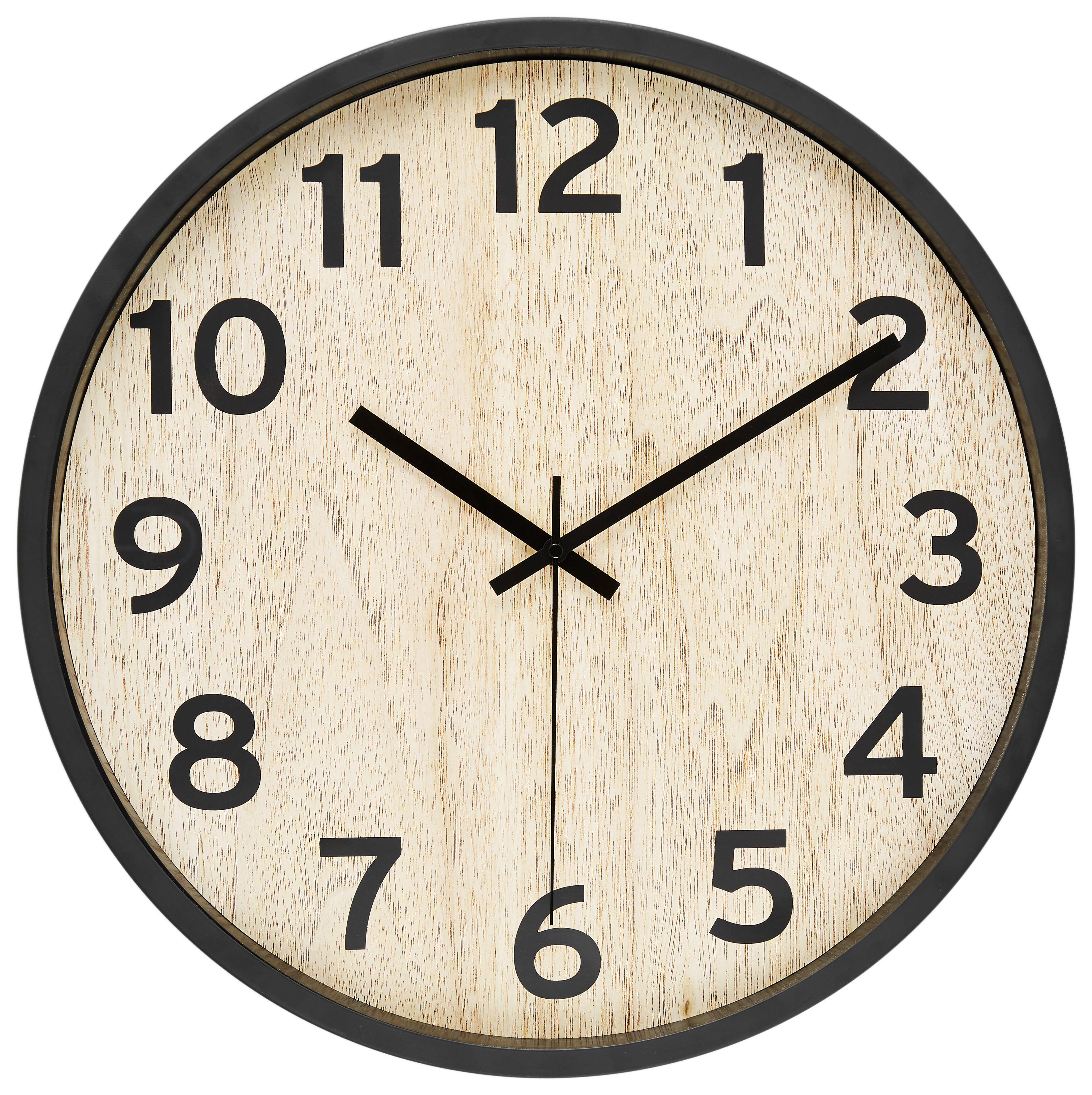 Wanduhr Kelly Schwarz/Natur - Schwarz/Naturfarben, Glas/Metall (50,8cm) - Modern Living