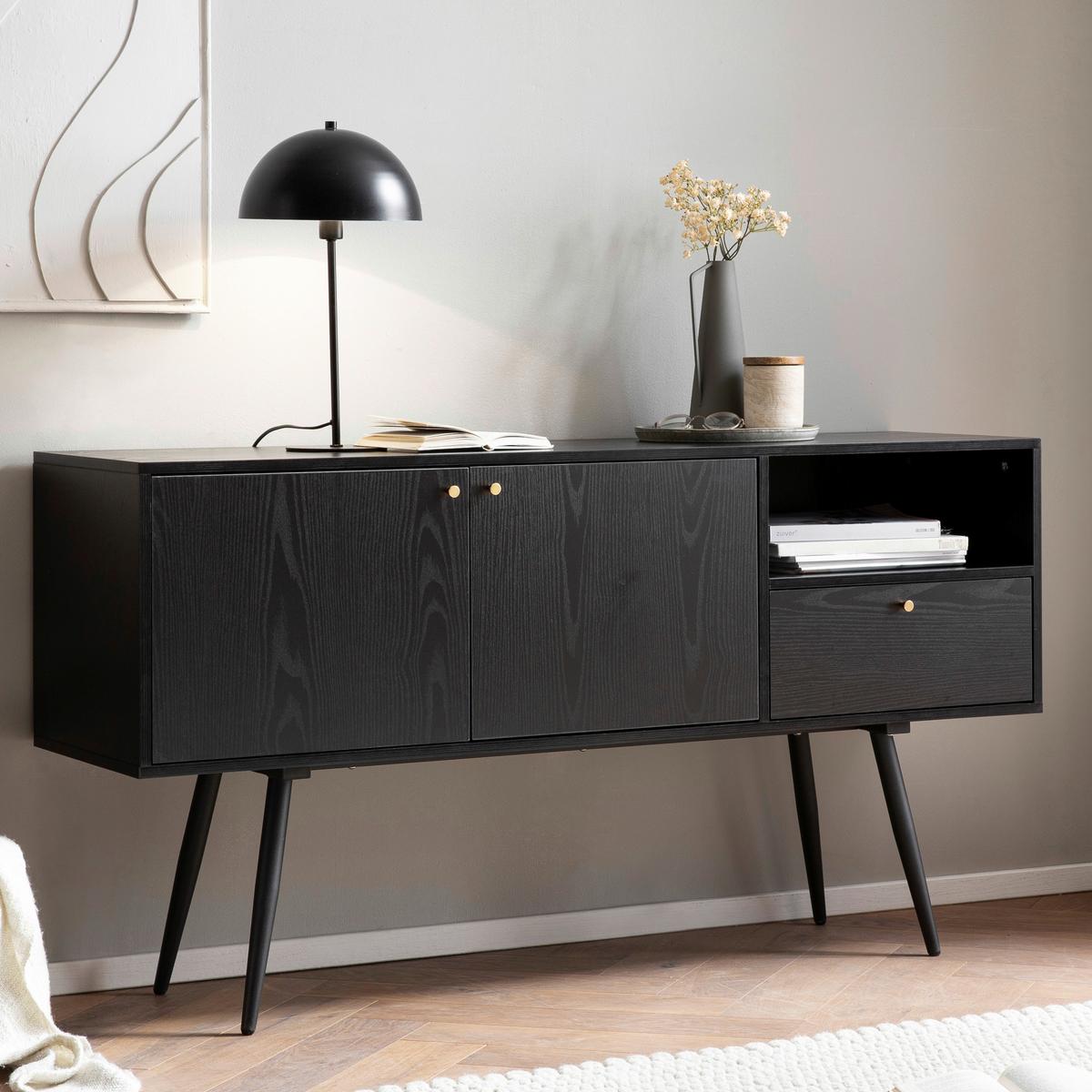 Komoda Wl6.826 - zlate barve/črna, Konvencionalno, kovina/leseni material (140/75/40cm) - Livetastic