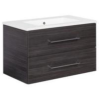 Waschtischkombi B.Perfekt Dunkelbraun - Dunkelbraun/Silberfarben, MODERN, Keramik/Holzwerkstoff (82cm) - MID.YOU